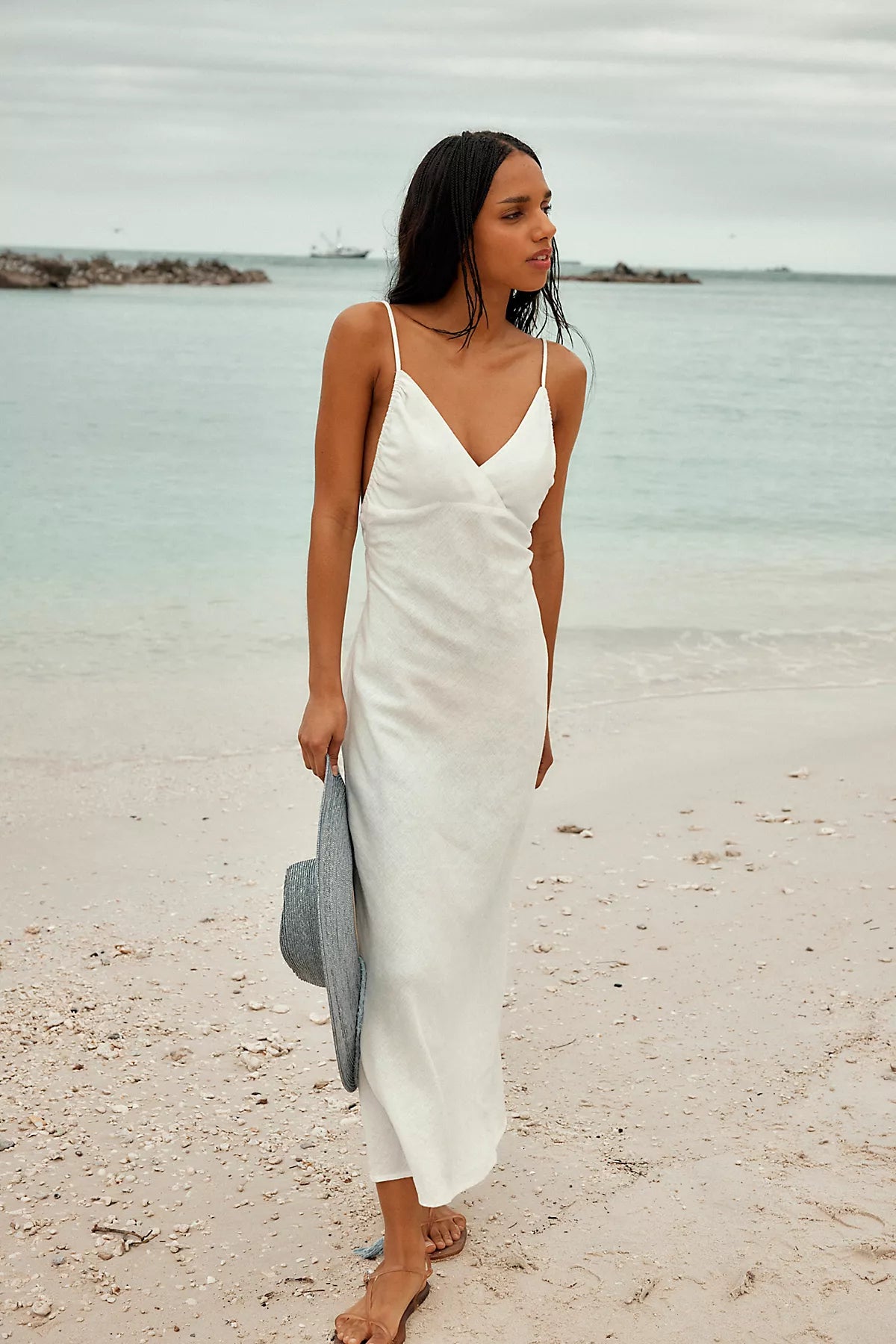 Sandshell Linen Omnia Midi Slip Dress