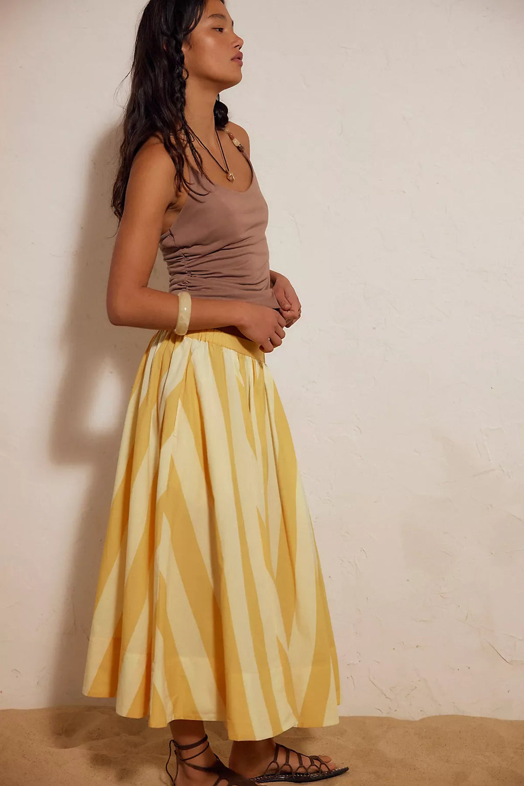 Lowen Striped Midi Skirt