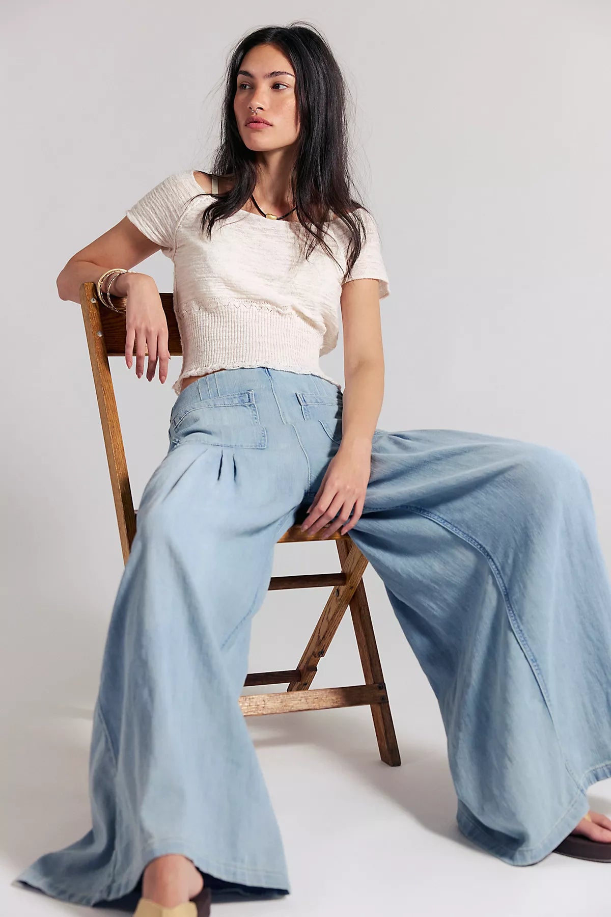We The Free Plot Twist Pintuck Wide-Leg Jeans