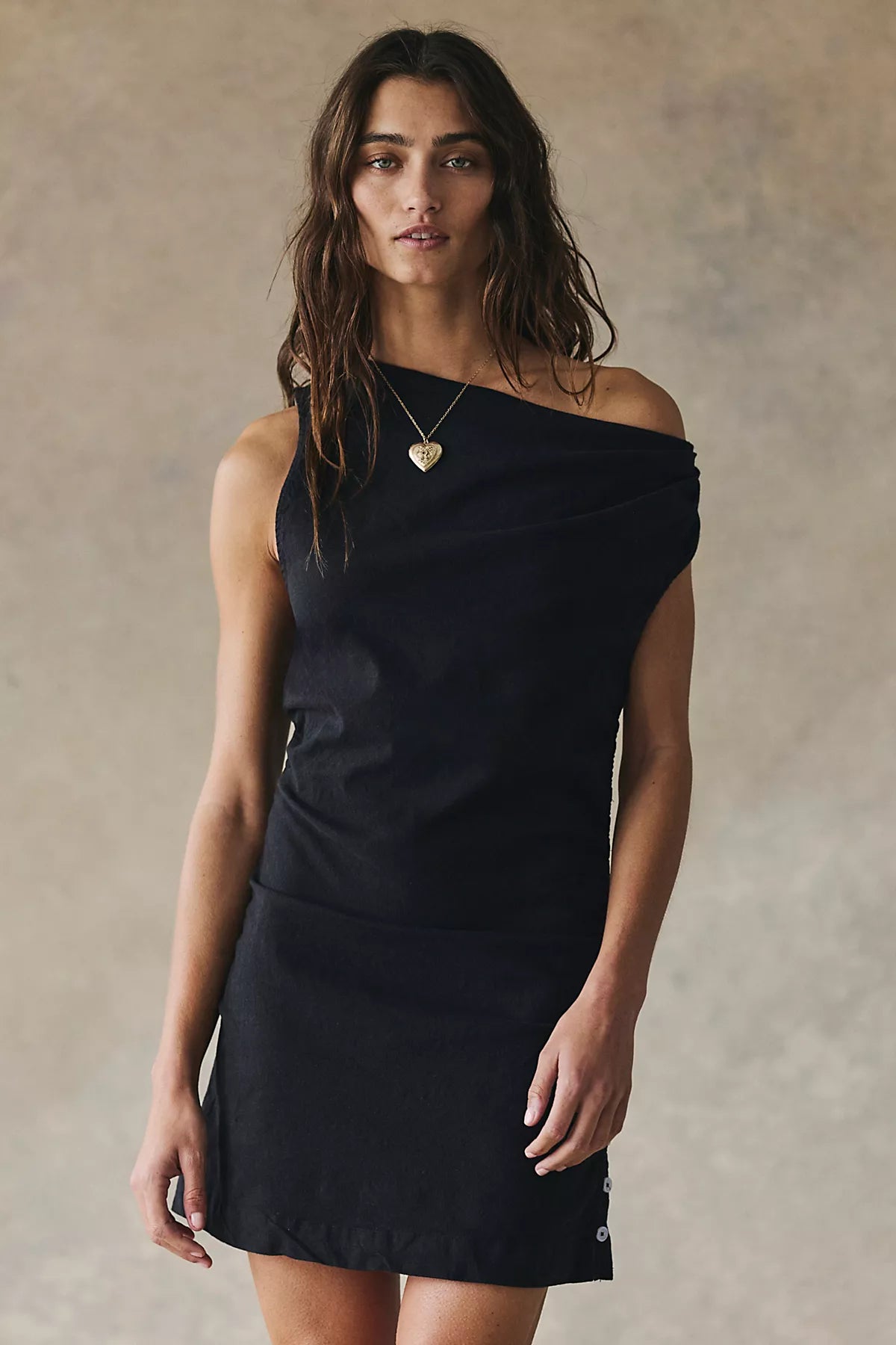 So Far Summer Stretch Linen Mini Dress