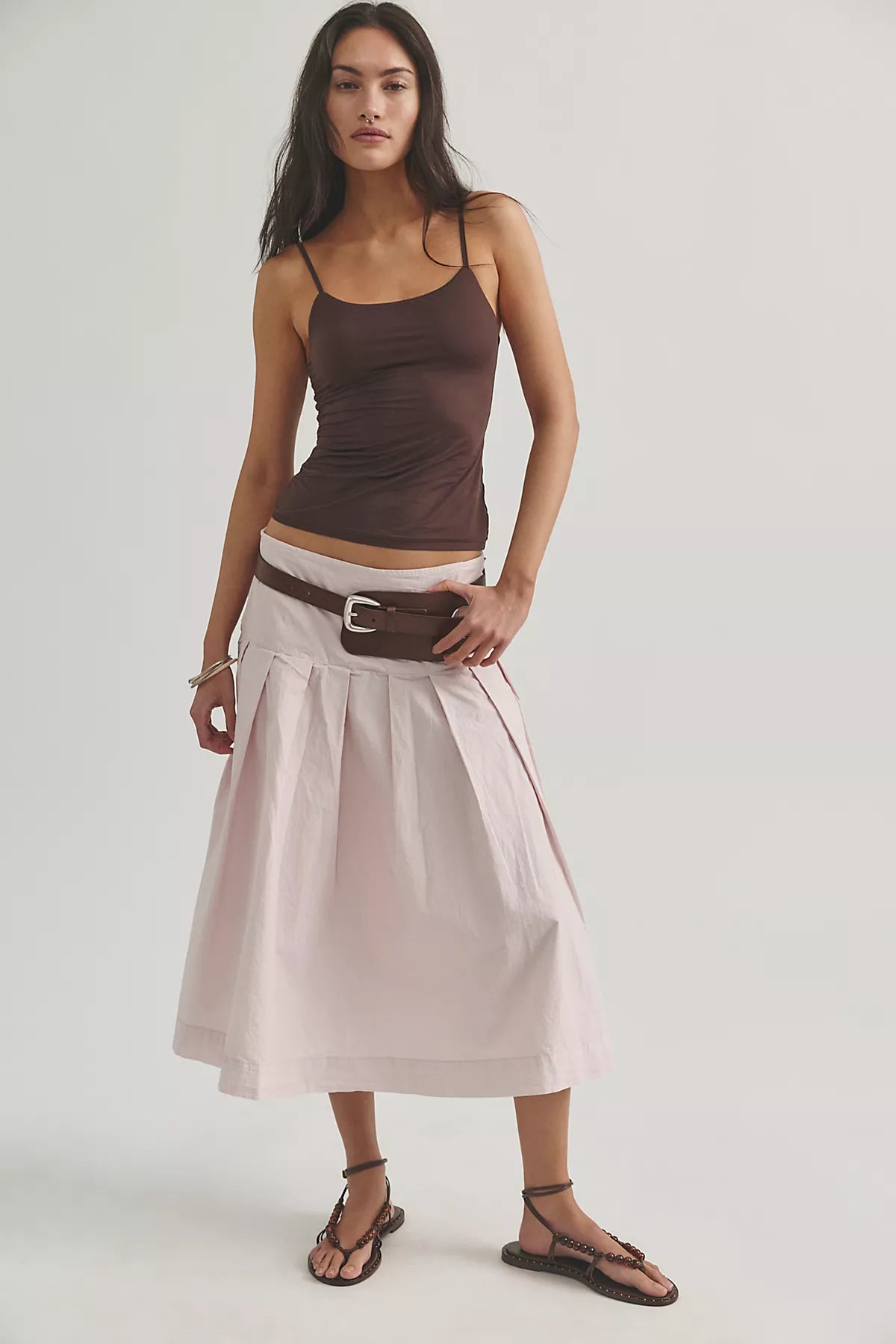 We The Free Skipper Pleated Chino Midi Skirt