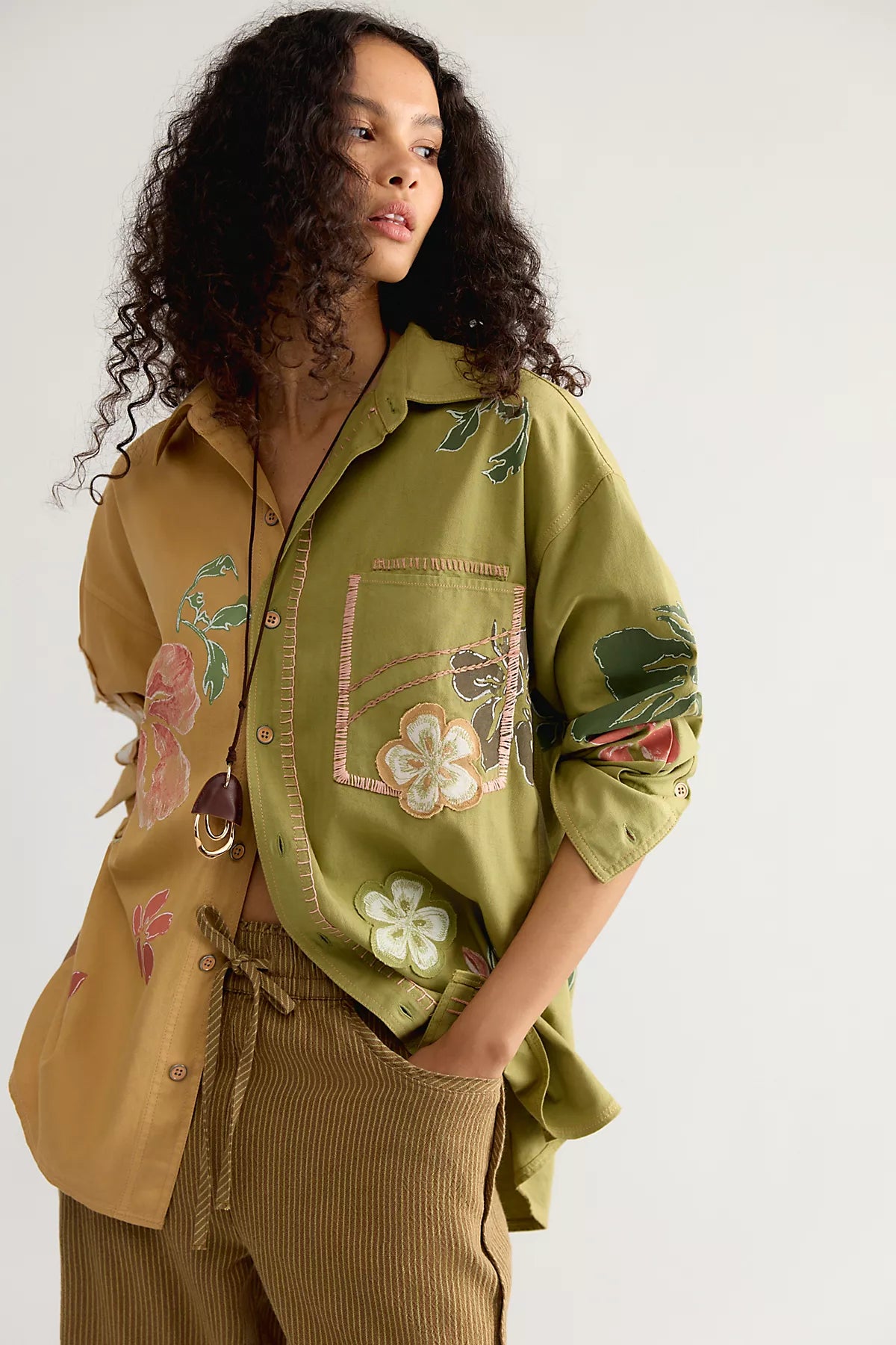 We The Free Nosara Embroidered Button Down Top