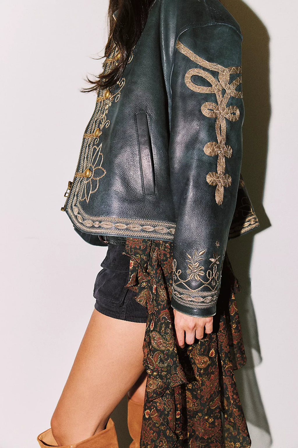 We The Free Lana Leather Band Jacket