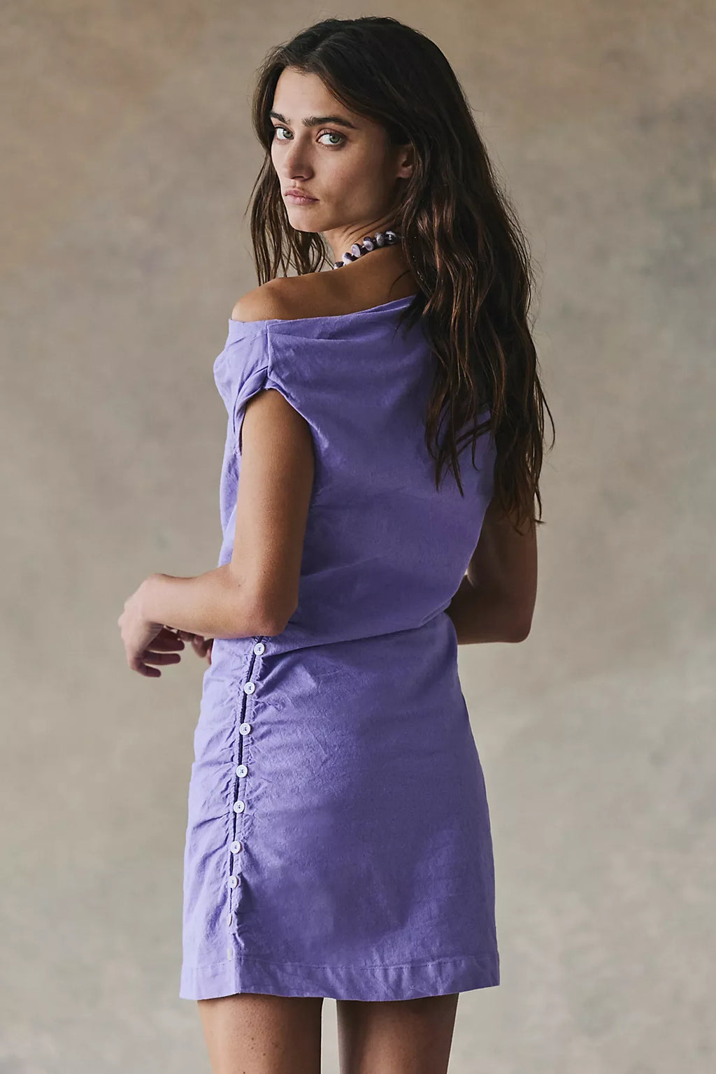 So Far Summer Stretch Linen Mini Dress