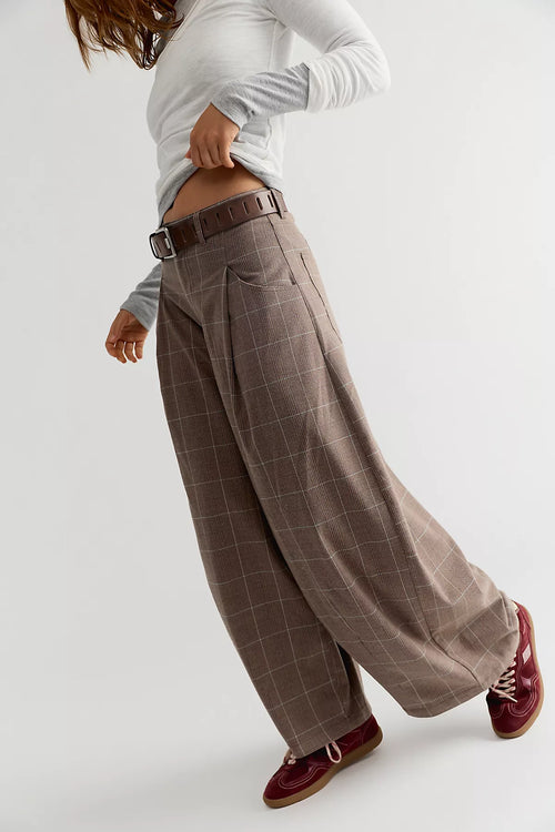About It Baggy Plaid Suit Trousers