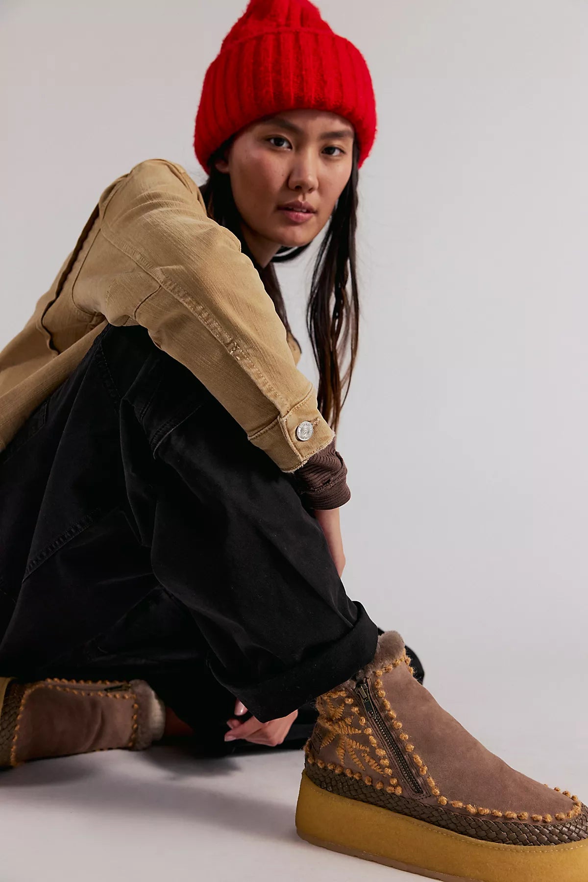 Setsu Platform Floral Stitched Boots
