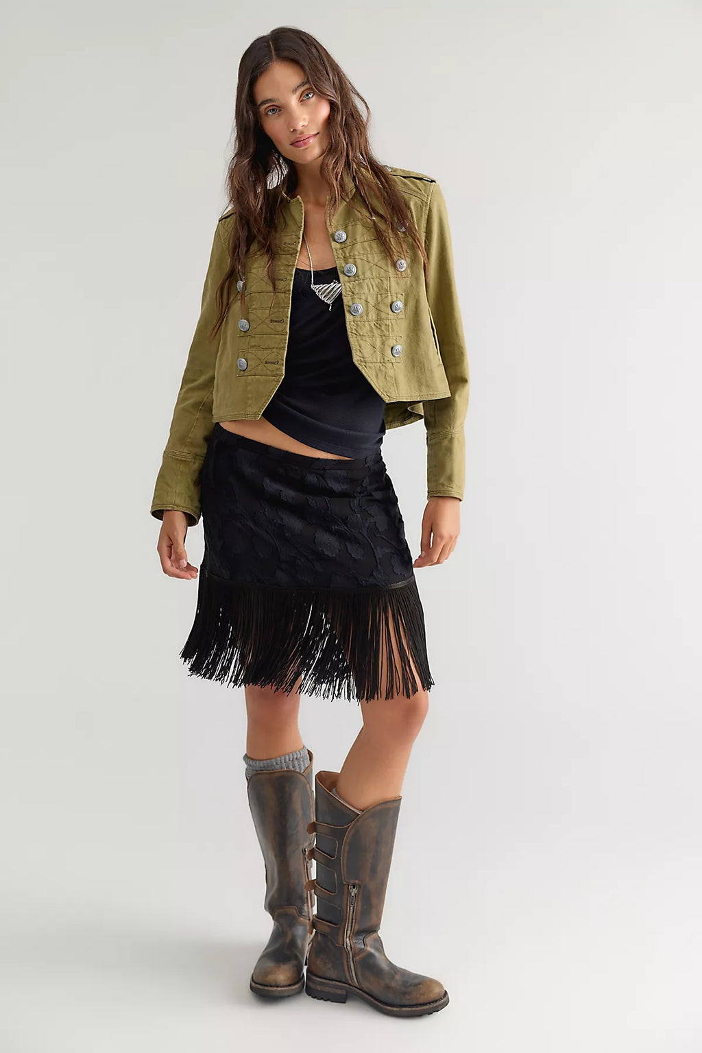 Nigel Preston Micro Mini Fringe Skirt