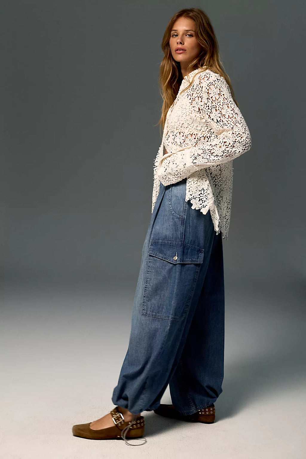 We The Free Wild Winds Cinched Wide-Leg Jeans