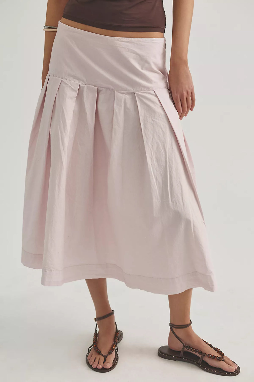 We The Free Skipper Pleated Chino Midi Skirt