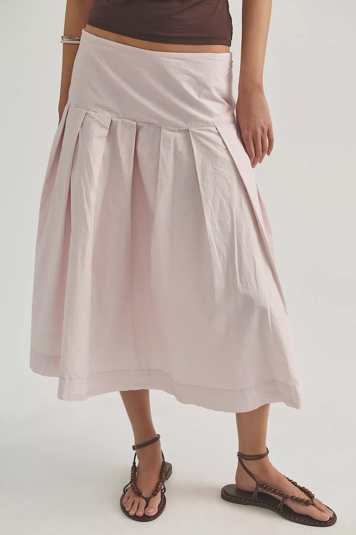 We The Free Skipper Pleated Chino Midi Skirt