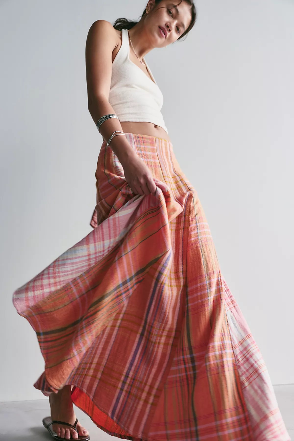 Maizie Summer Plaidwork Maxi Skirt