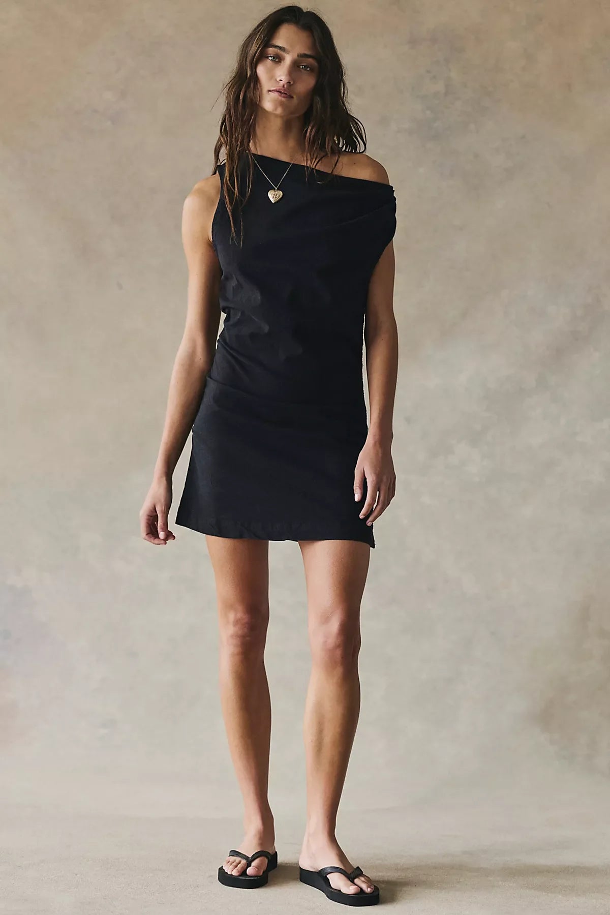 So Far Summer Stretch Linen Mini Dress