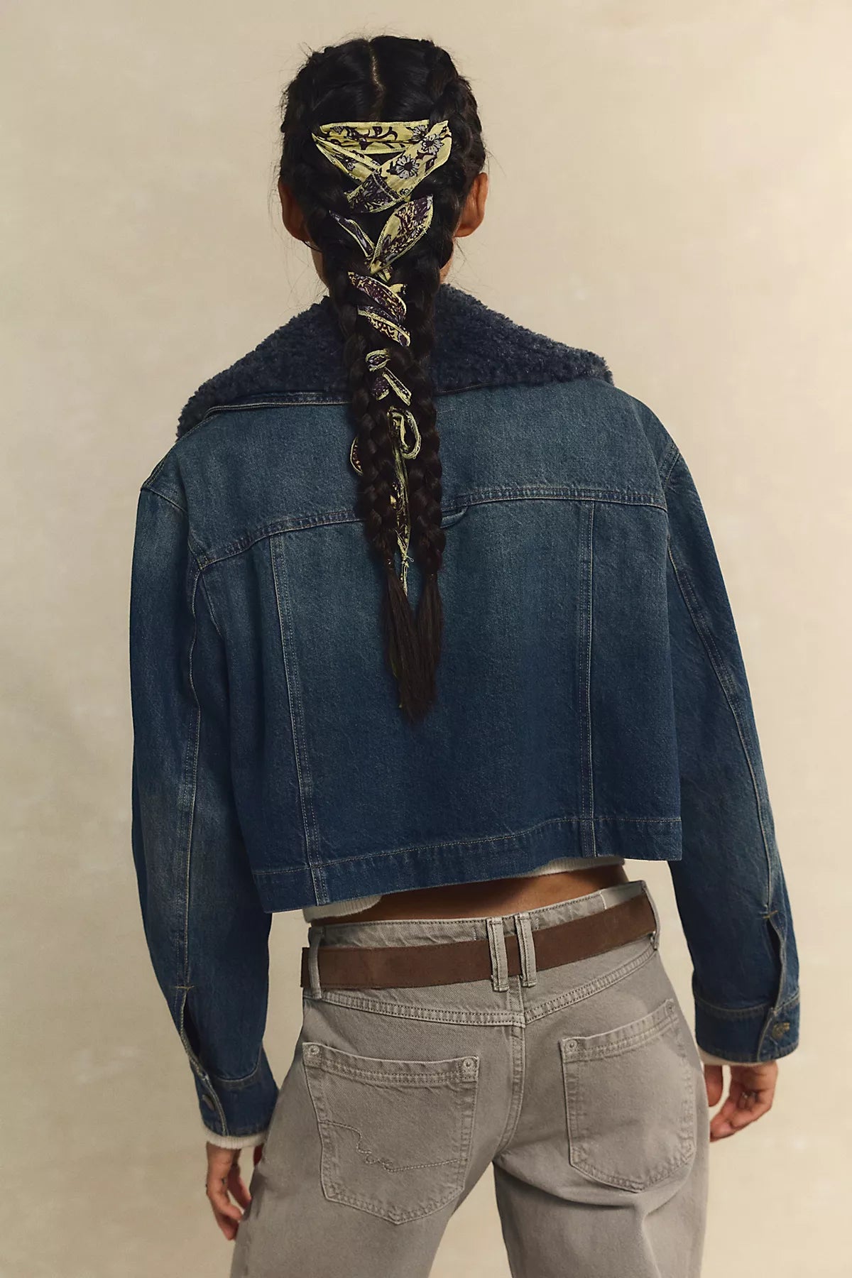 We The Free Heart Land Cozy Denim Cropped Jacket