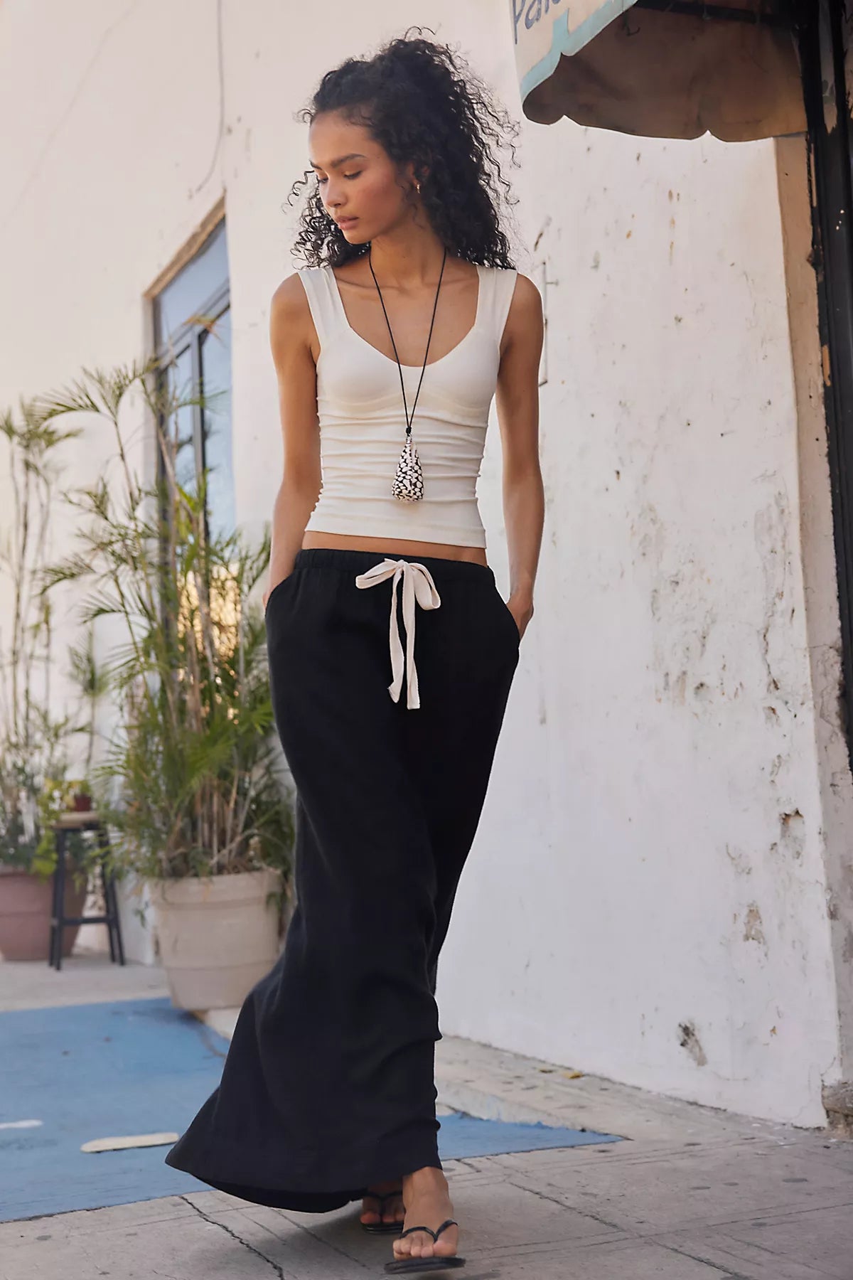 Sandshell Linen Blossom Maxi Skirt