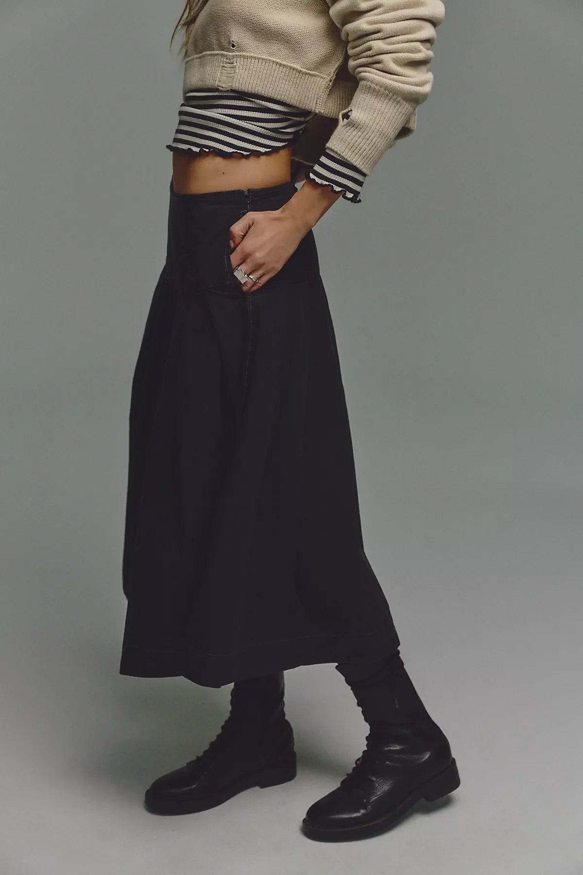 We The Free Skipper Pleated Chino Midi Skirt