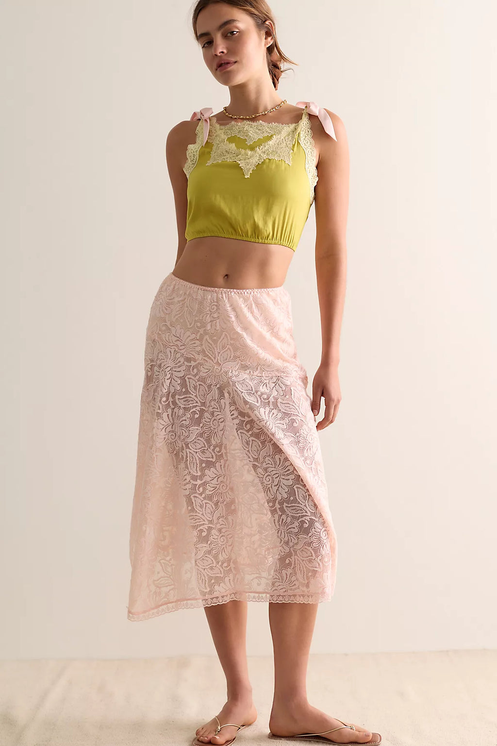 Sheer Emotion Midi Slip Skirt