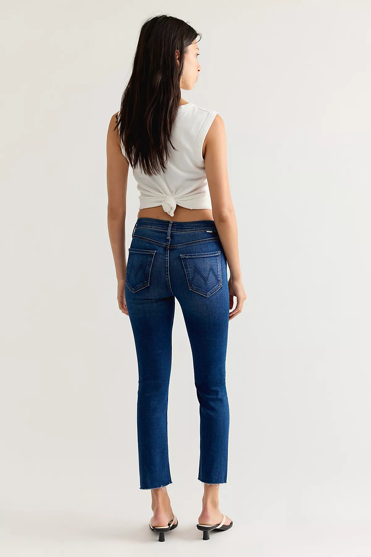 MOTHER Mid-Rise Dazzler Ankle Fray Jeans