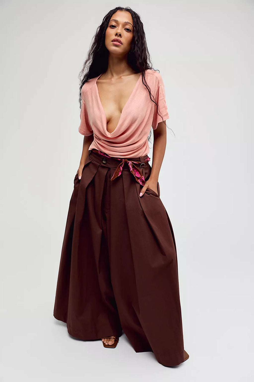 We The Free Tinsley Waterfall Cowl-Neck Top