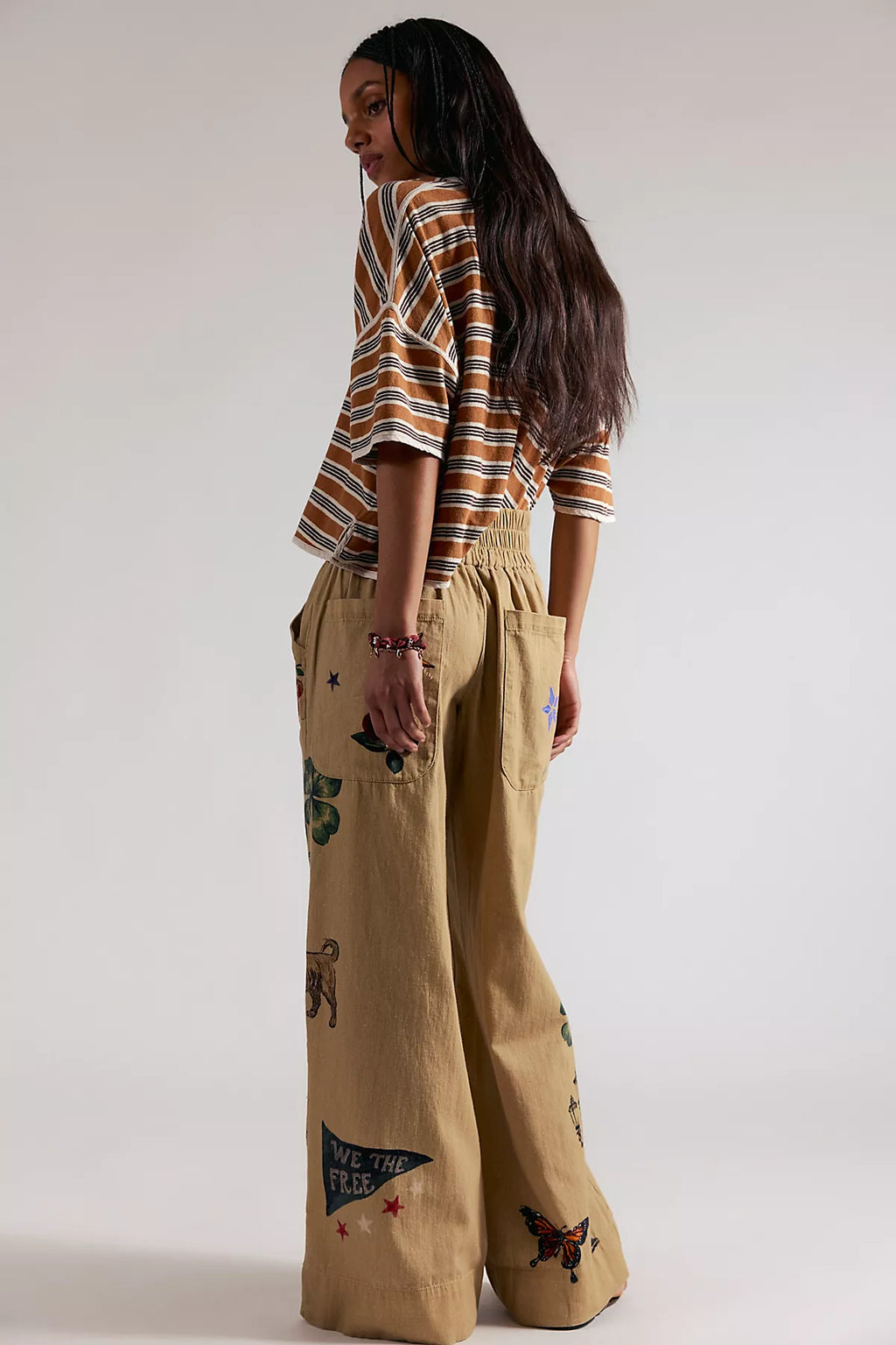 We The Free Breezy Printed Denim Pull-On Jeans