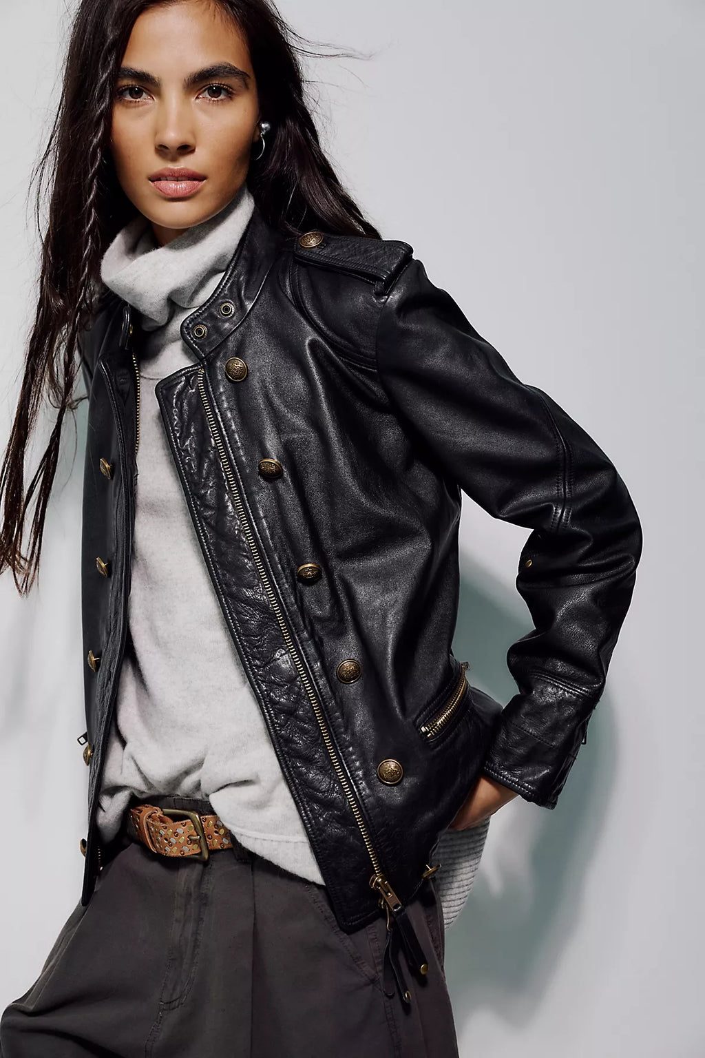 We The Free Roxy Leather Band Jacket