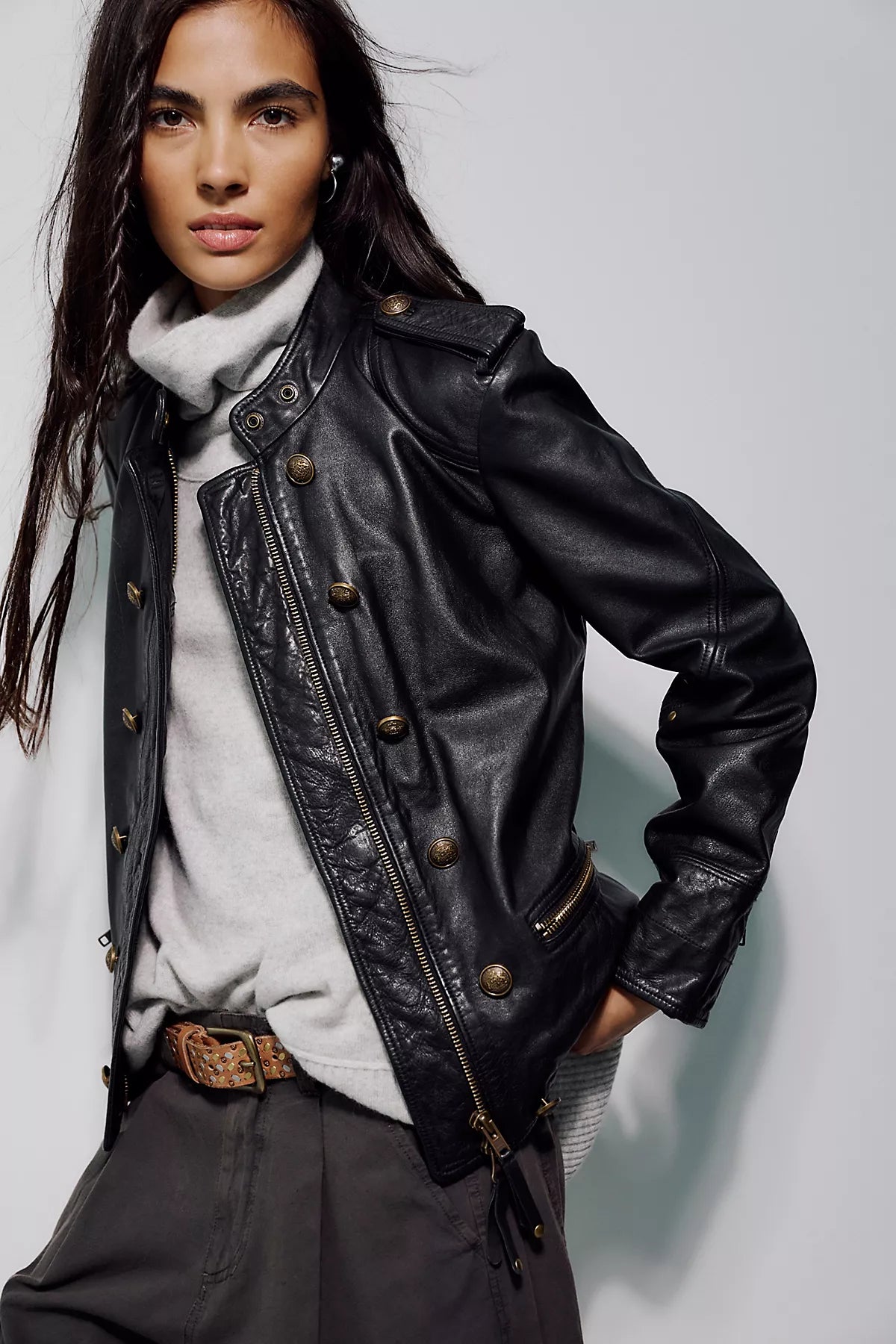 We The Free Roxy Leather Band Jacket