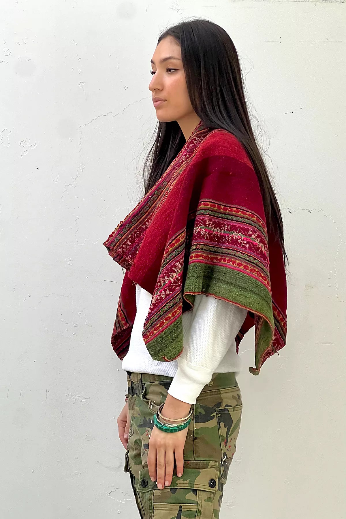 Anna Corinna Reworked Vintage Hand Woven Poncho Top
