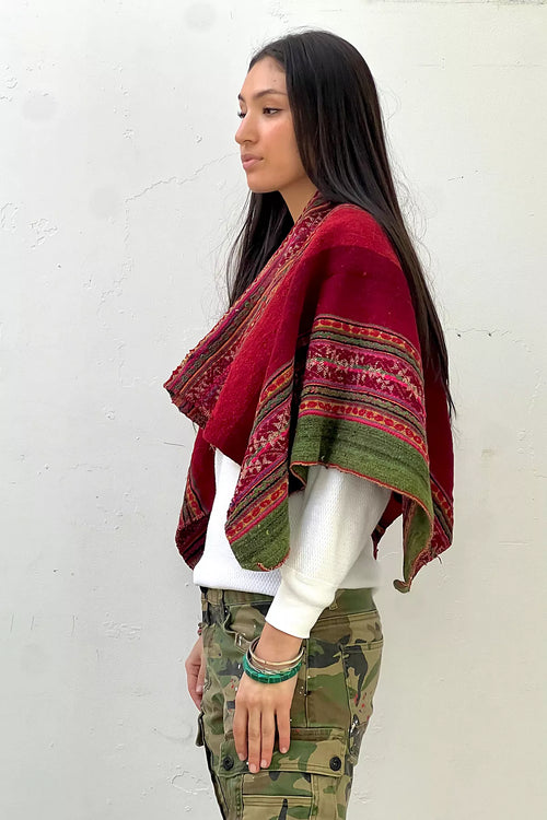 Anna Corinna Reworked Vintage Hand Woven Poncho Top