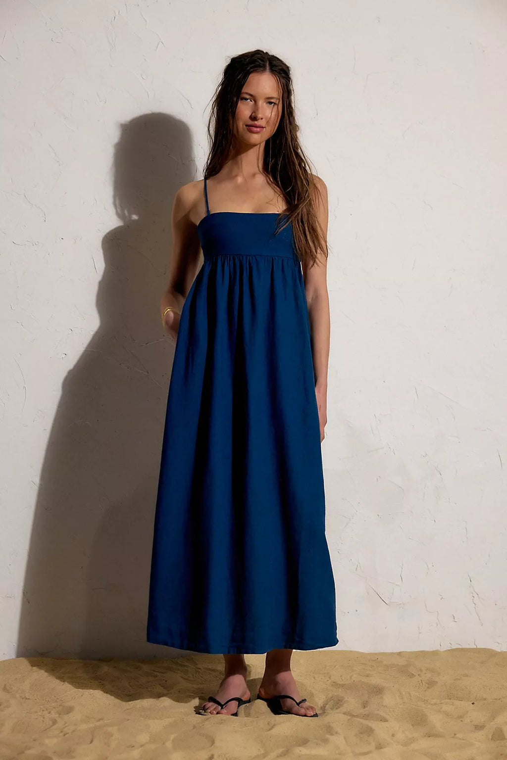 Sandshell Linen Halo Babydoll Midi Dress