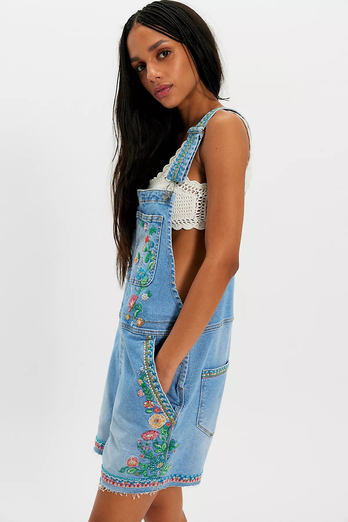 Driftwood Embroidered Shortalls
