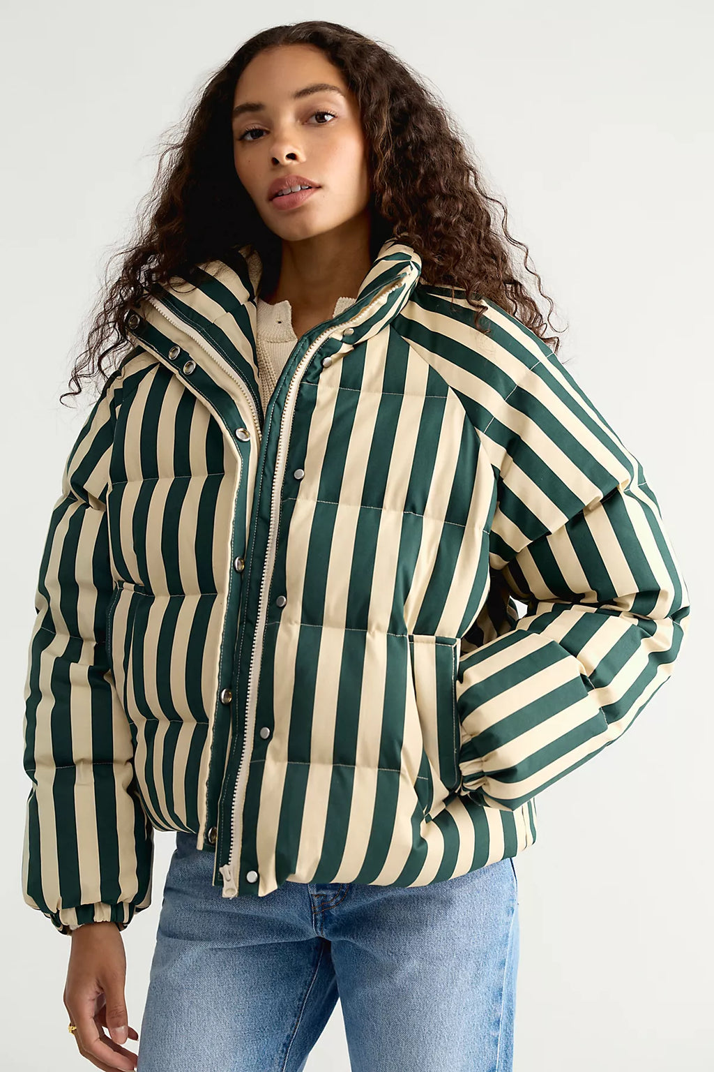 The Tiny Big Sister Striped Puffer Jacket