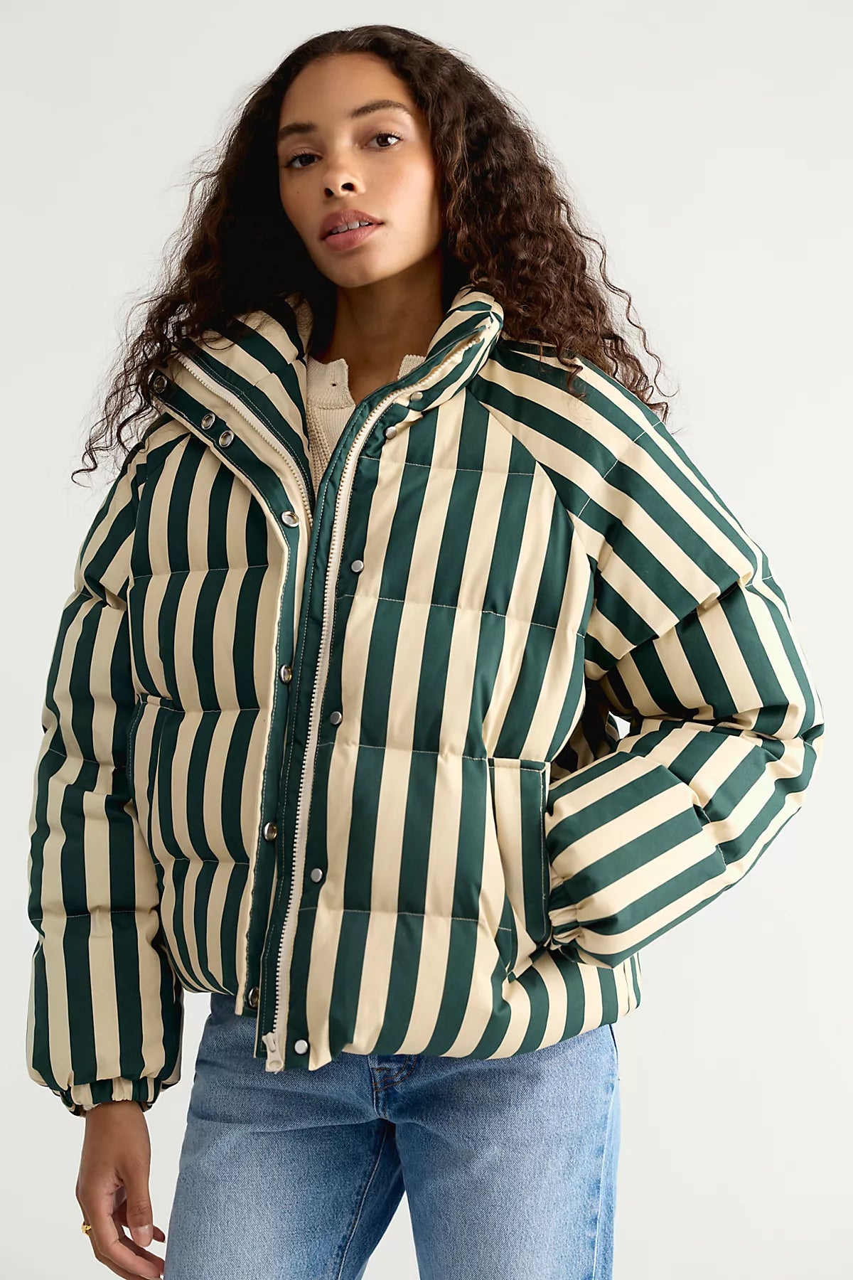 The Tiny Big Sister Striped Puffer Jacket