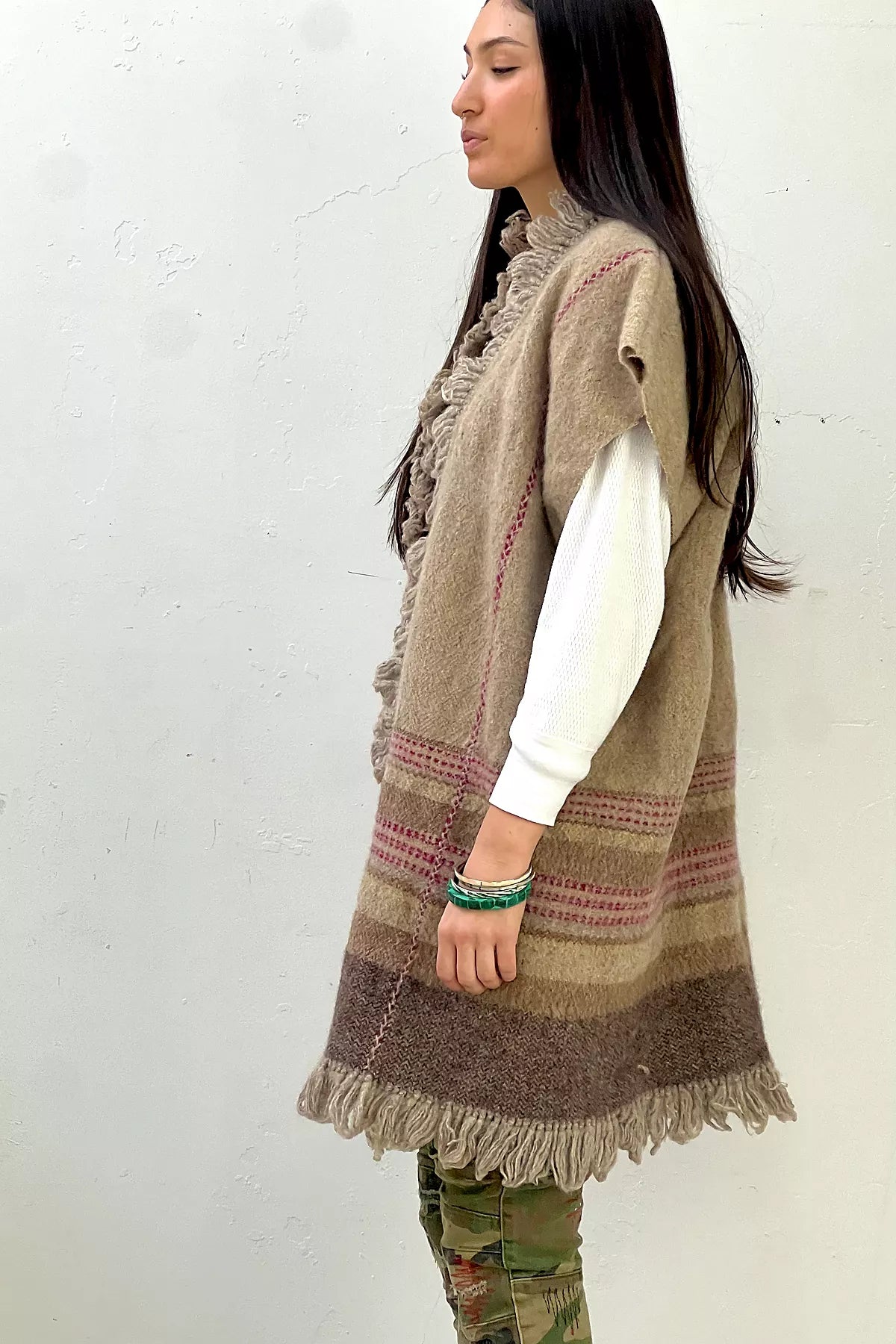 Anna Corinna Reworked Vintage Hand Woven Wool Sweater Coat