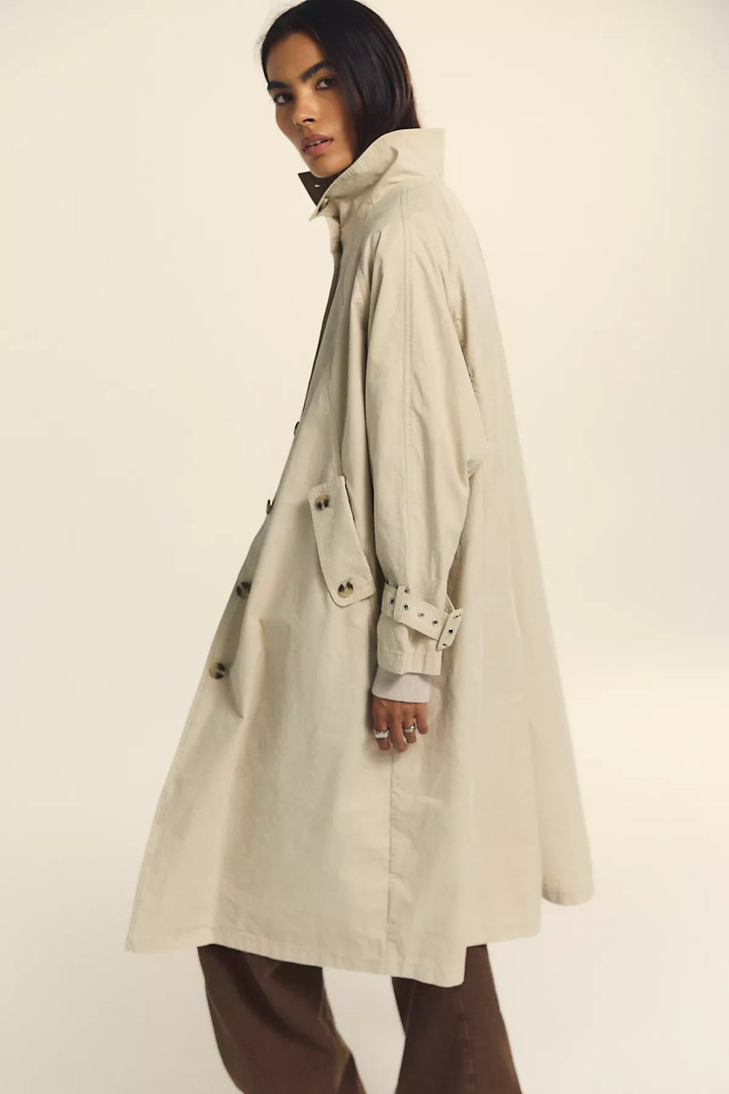 We The Free Drop Down Washed Funnel-Neck Trench
