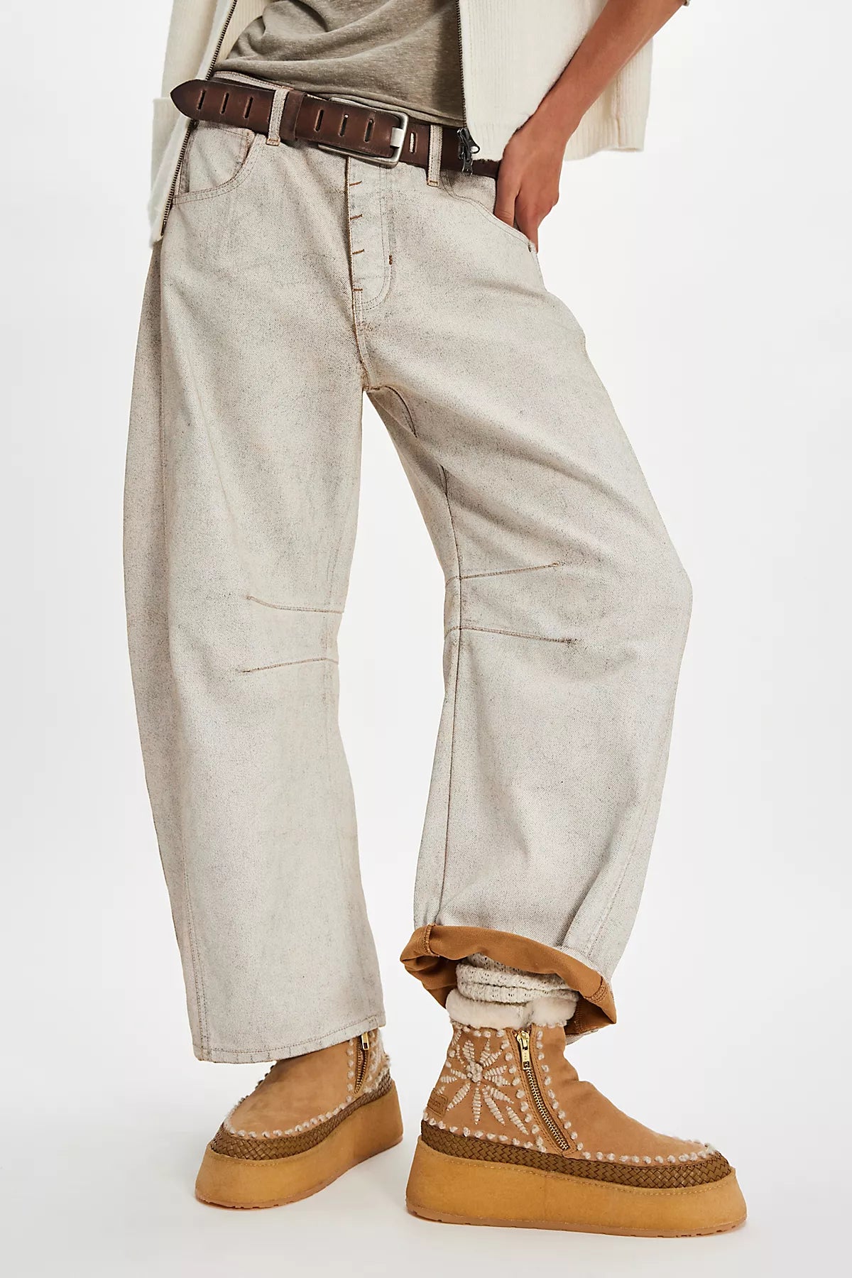 Setsu Platform Floral Stitched Boots