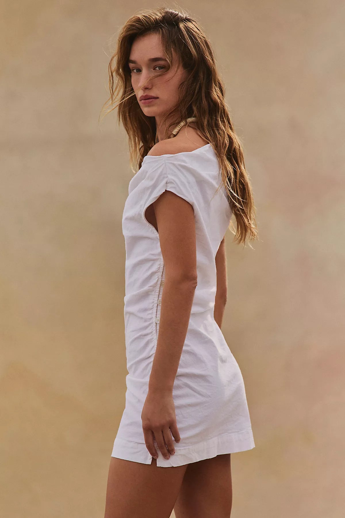 So Far Summer Stretch Linen Mini Dress