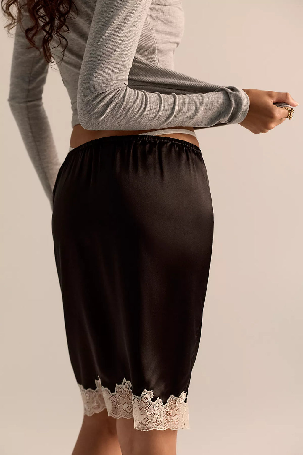 Only Hearts Silk Charmeuse Knee-Length Slip Skirt