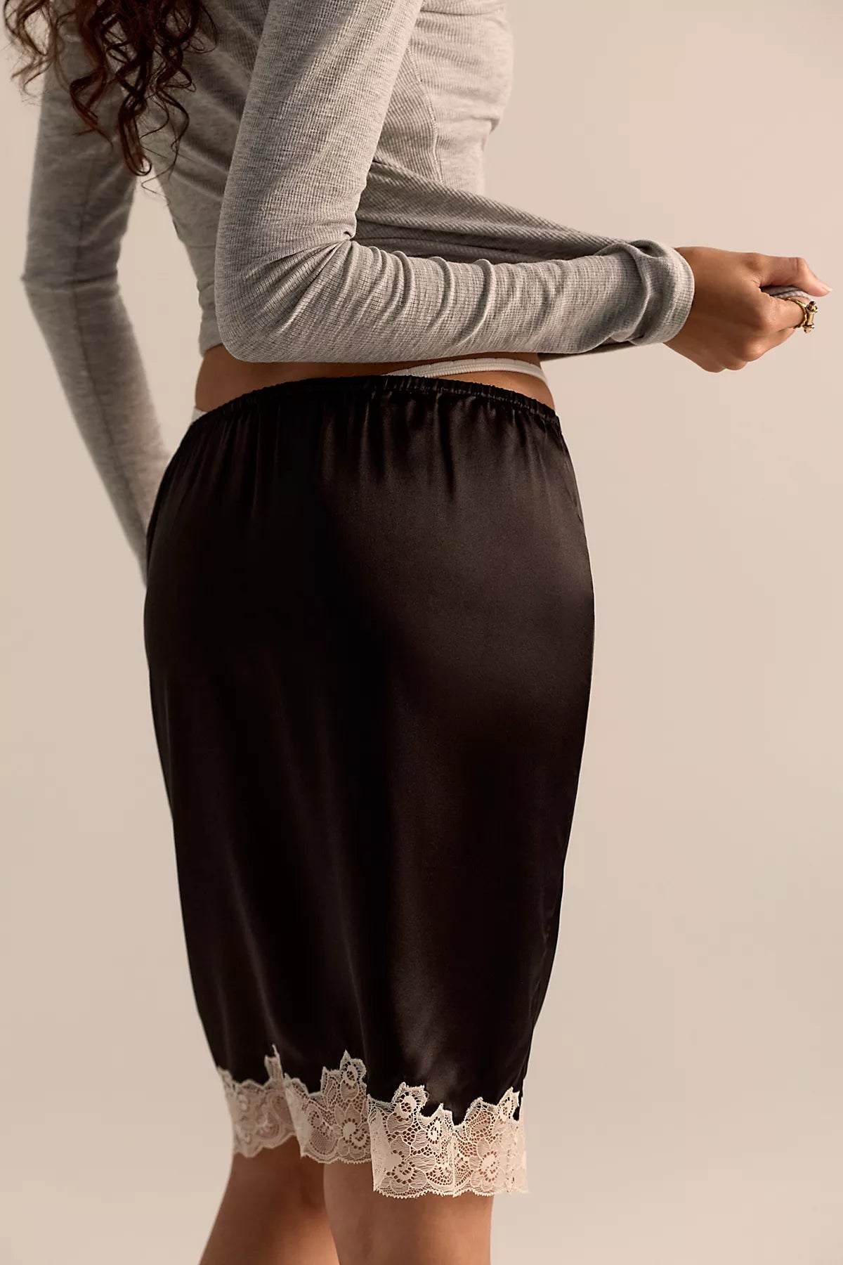 Only Hearts Silk Charmeuse Knee-Length Slip Skirt