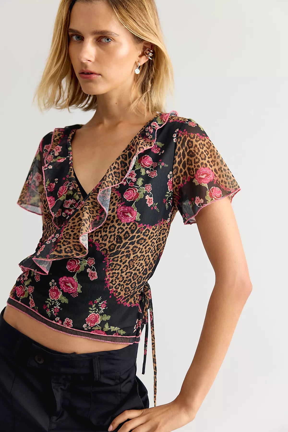 Myrtle Printed Wrap Top
