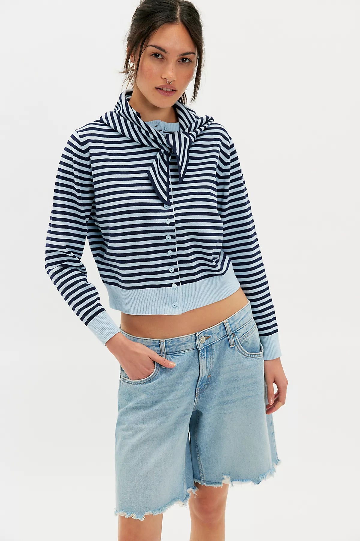 The Tiny Big Sister Lara Striped Scarf Cardi