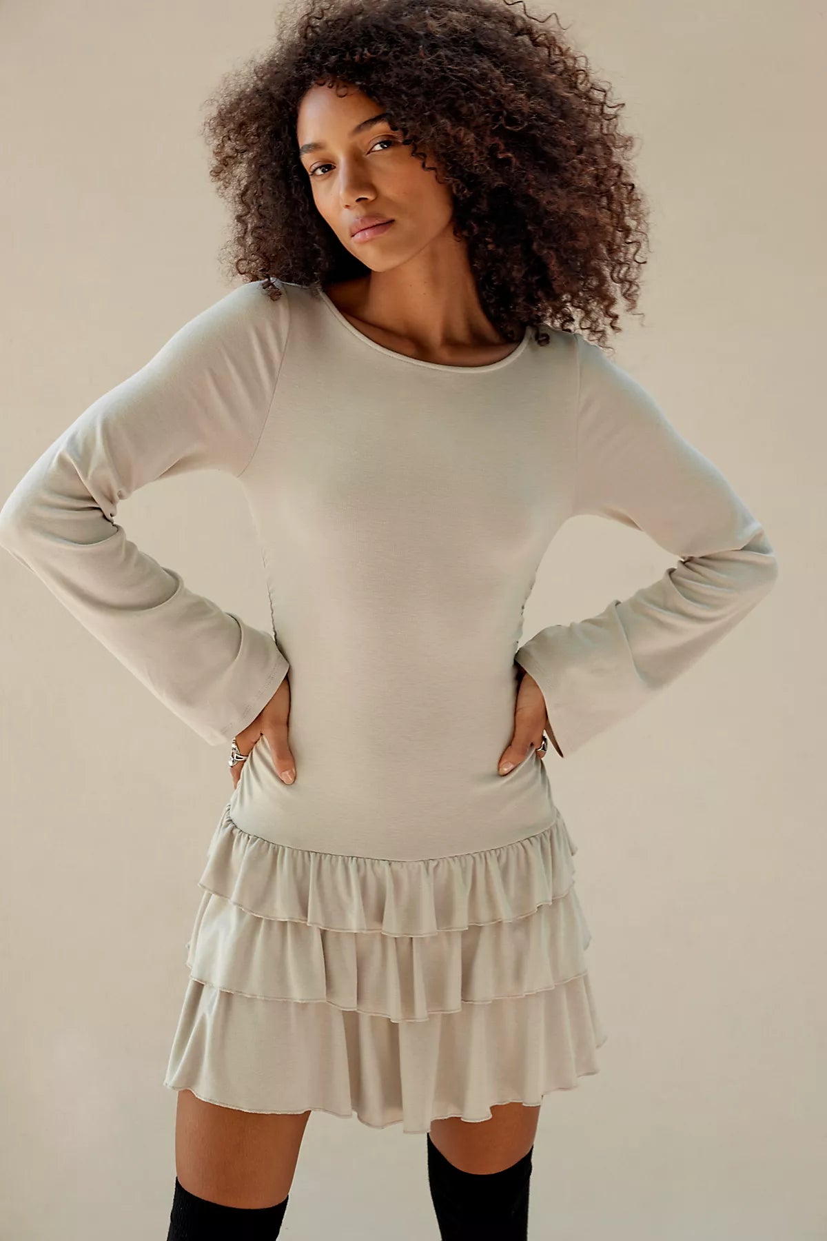 Good Feels Ruffle Long-Sleeve Mini Dress