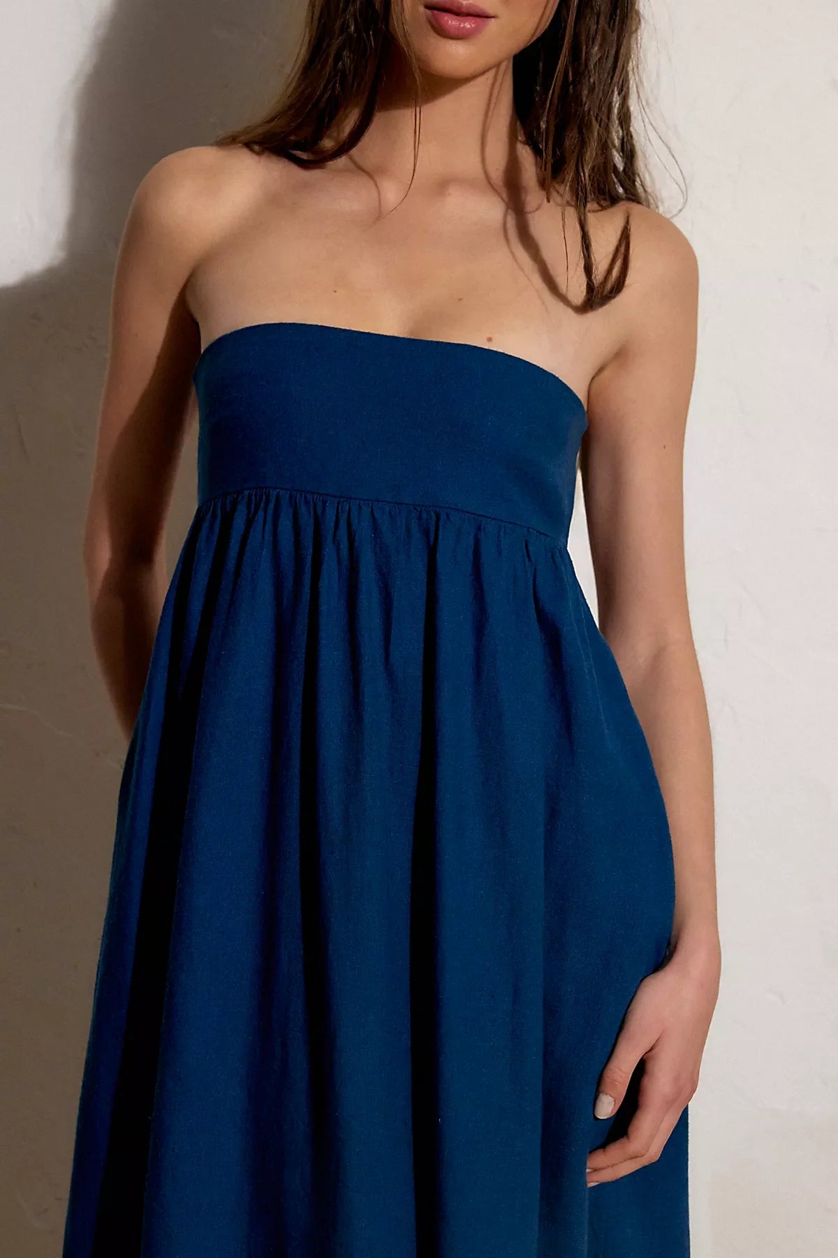 Sandshell Linen Halo Babydoll Midi Dress