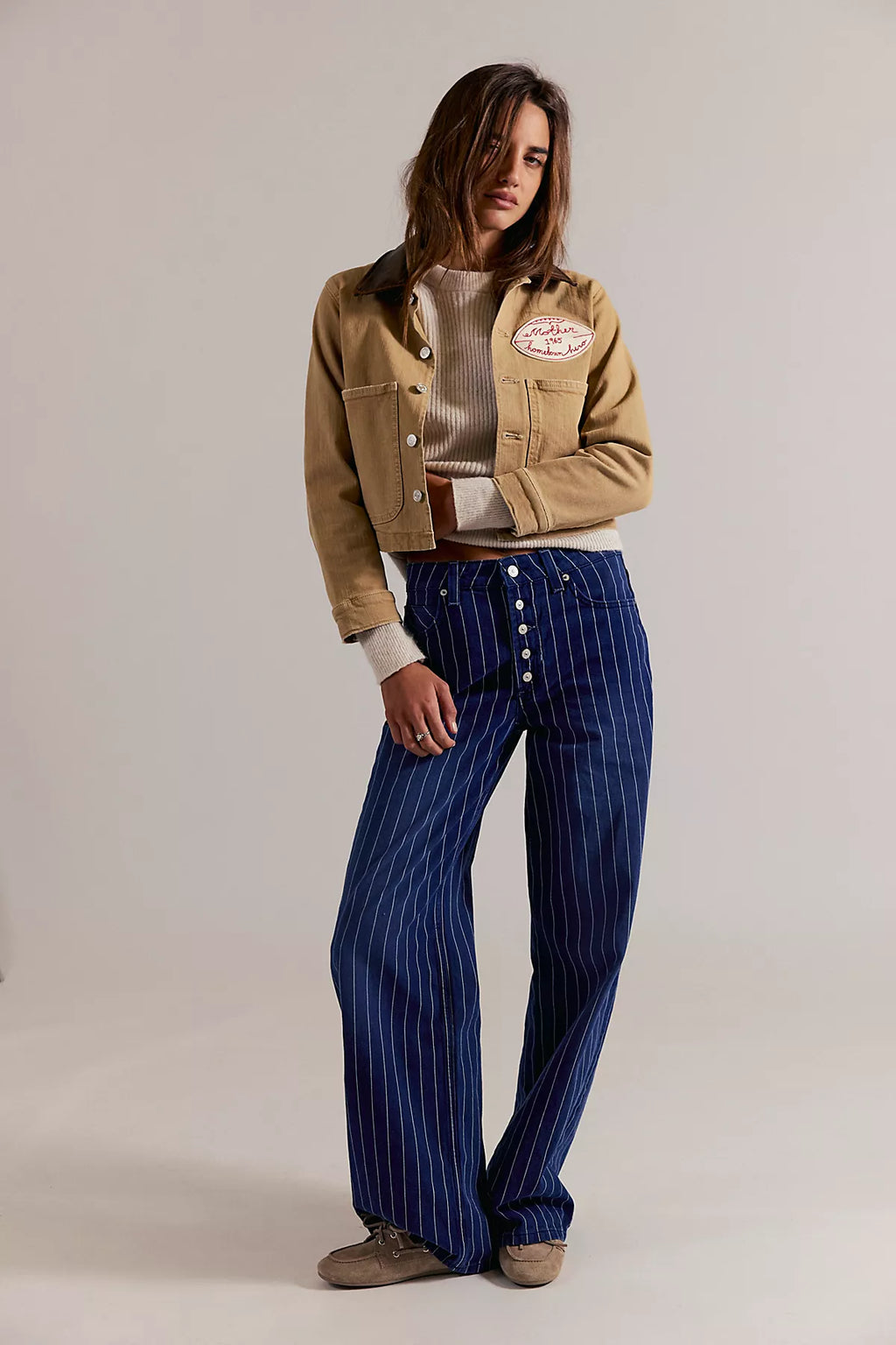 We The Free Nia Striped Boyfriend Jeans