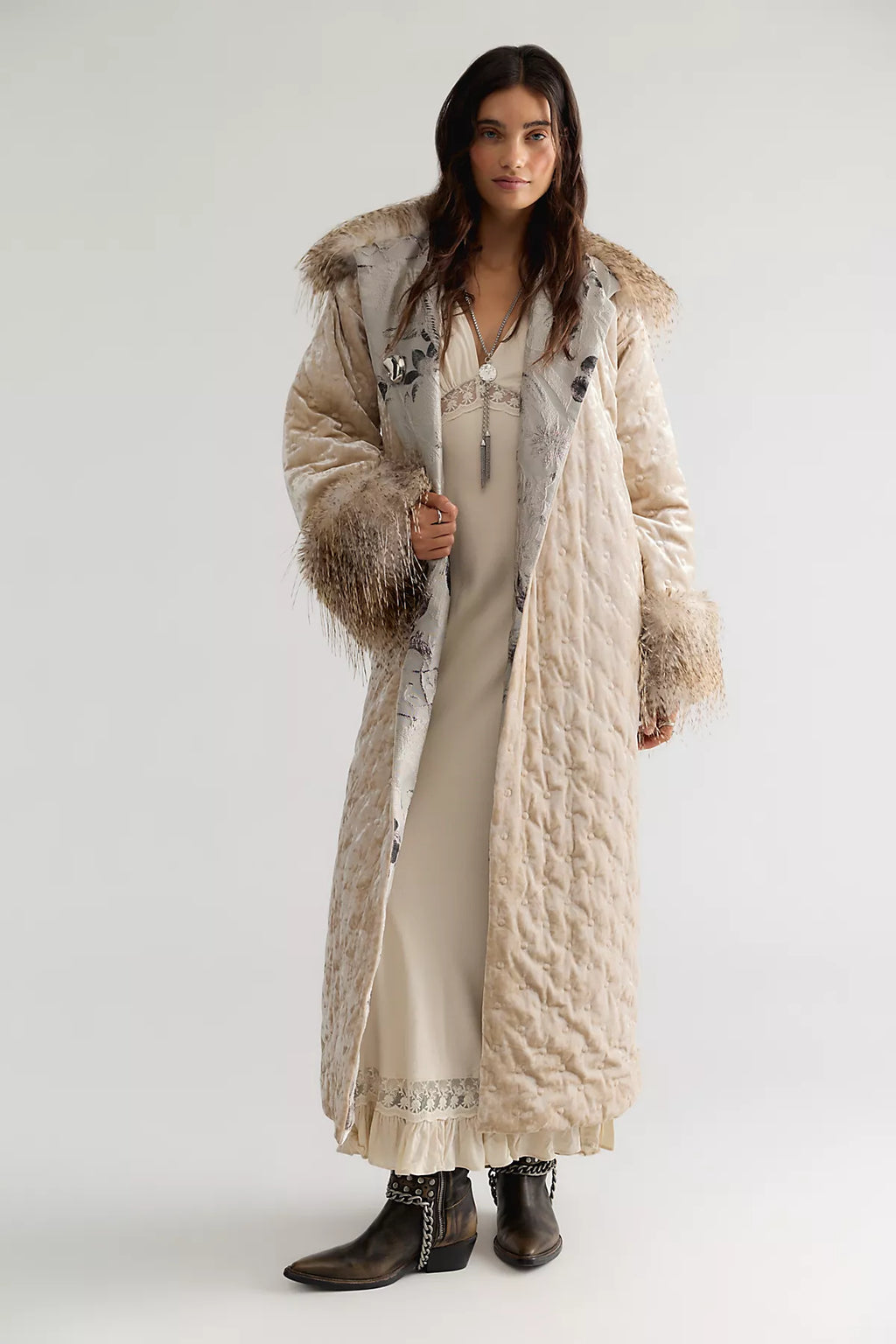 Anna Sui Quilted Velvet Coat