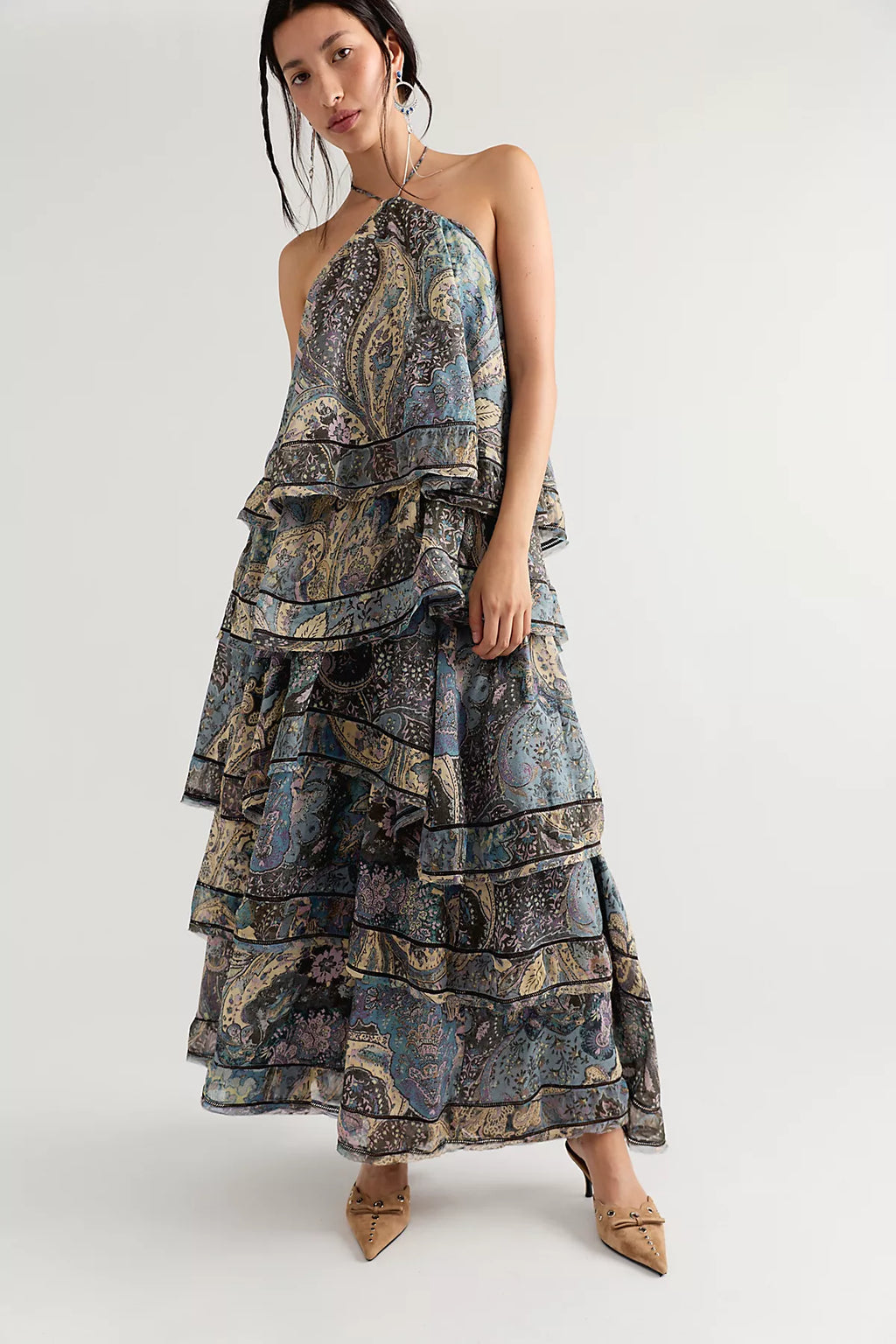 Trapeze Cotton Silk Maxi Skirt Set