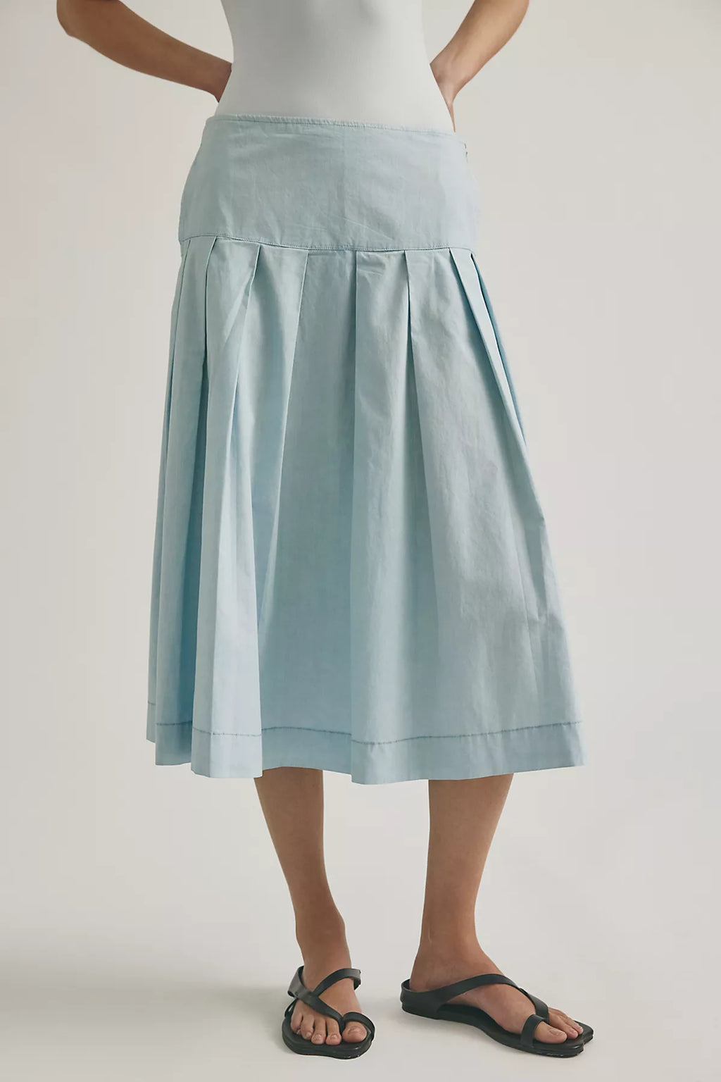 We The Free Skipper Pleated Chino Midi Skirt