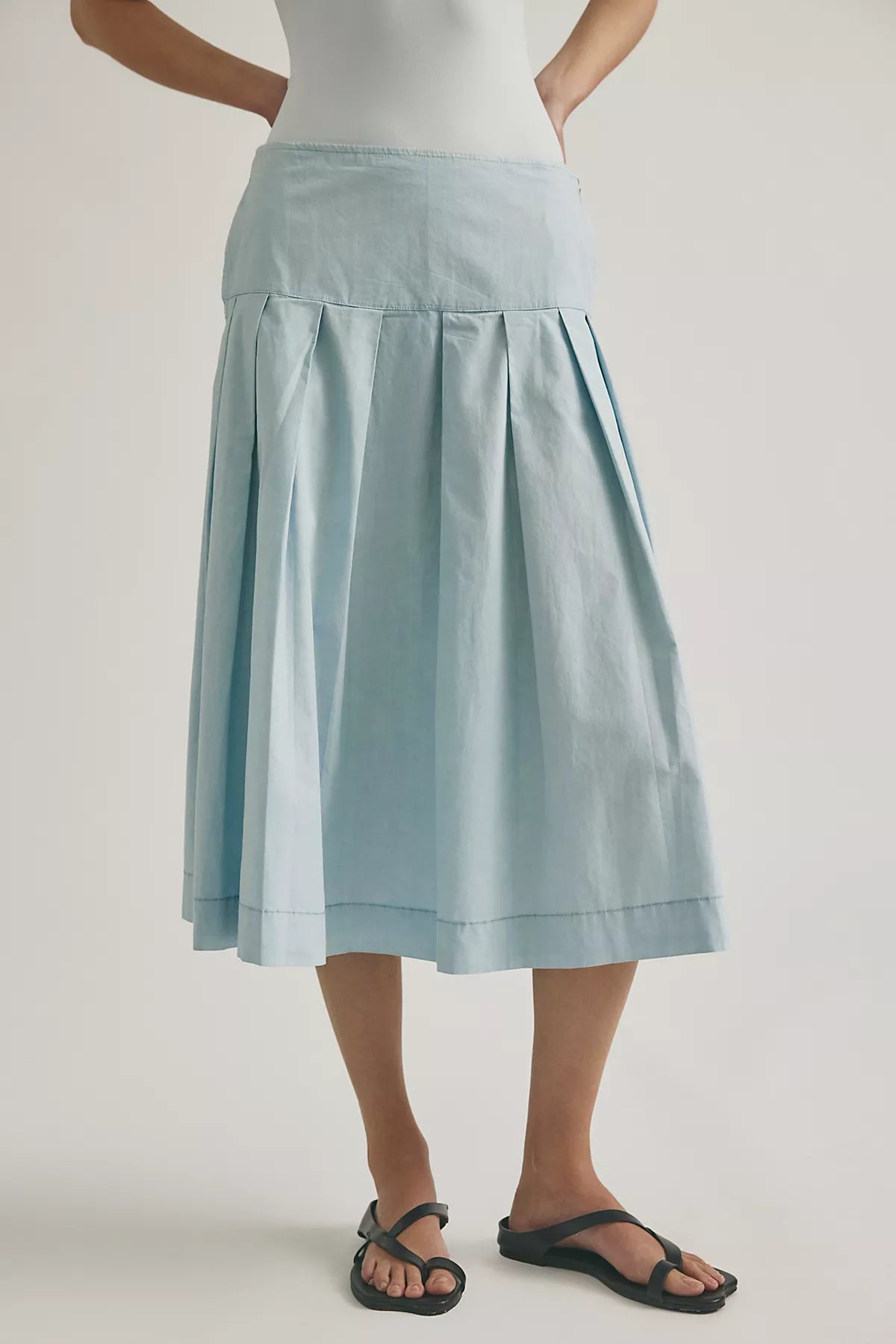 We The Free Skipper Pleated Chino Midi Skirt