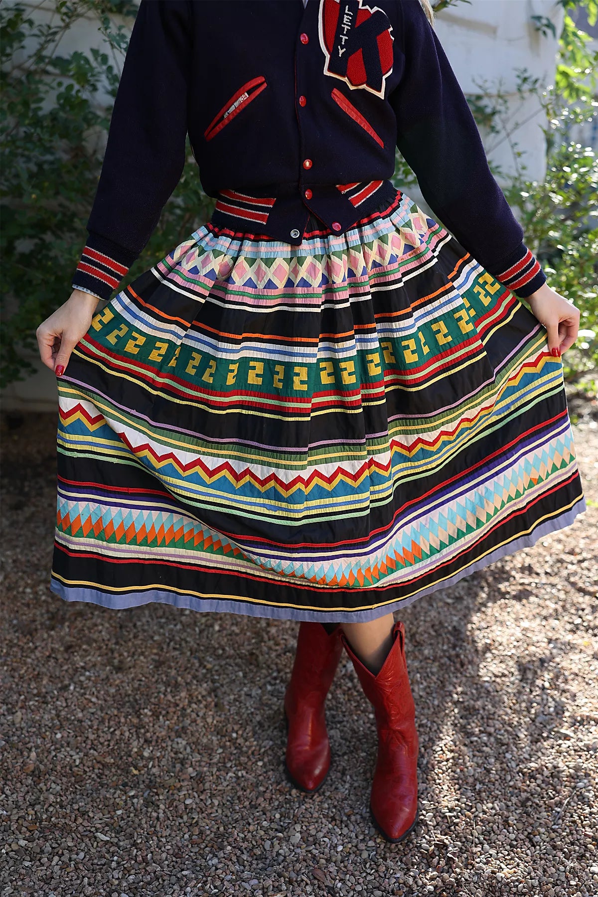 Vintage Rare 1950s Patchwork Full Skirt by Lauren Owen of Texas