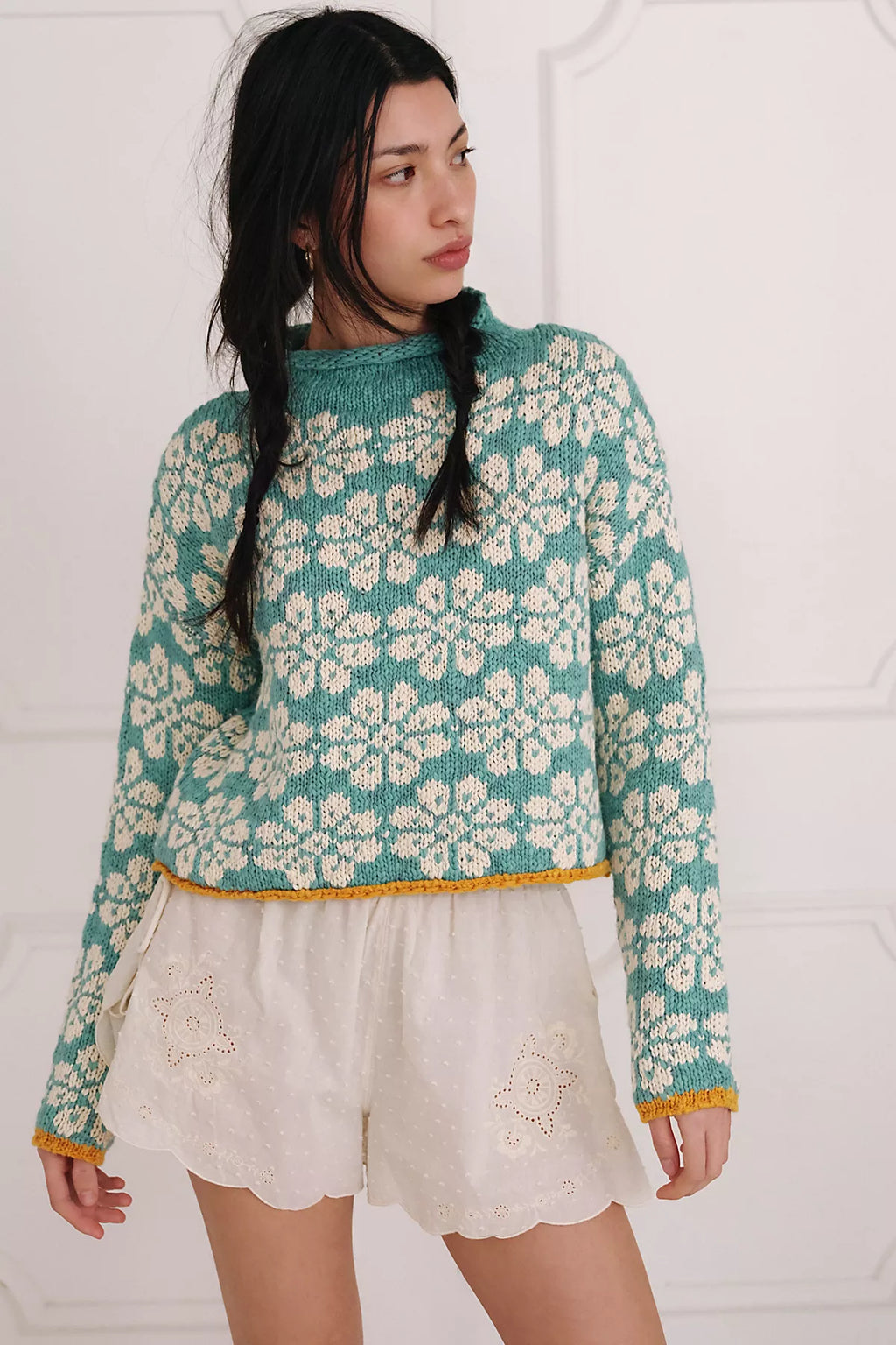 Opal Rollneck Knit Patterned Sweater