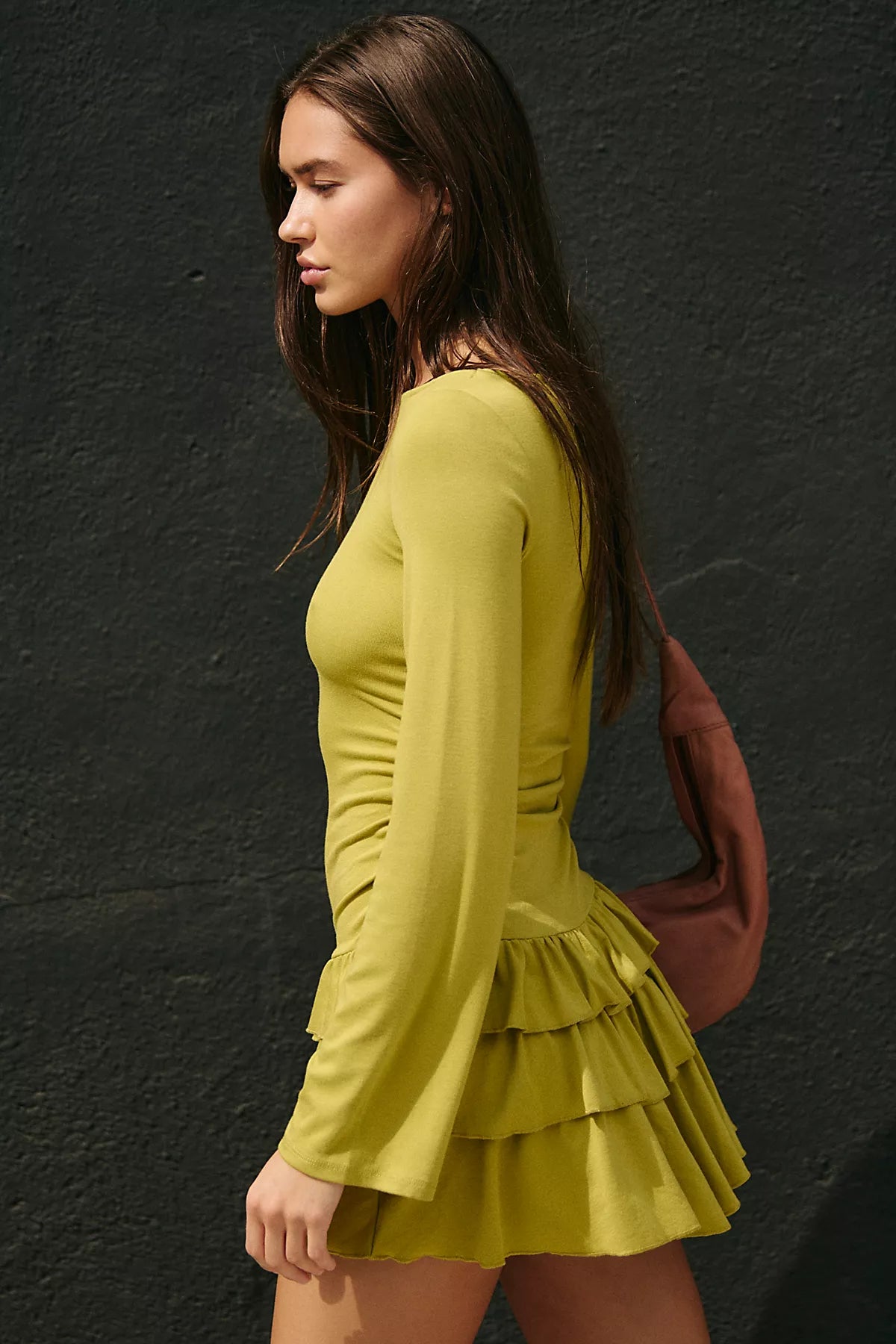 Good Feels Ruffle Long-Sleeve Mini Dress
