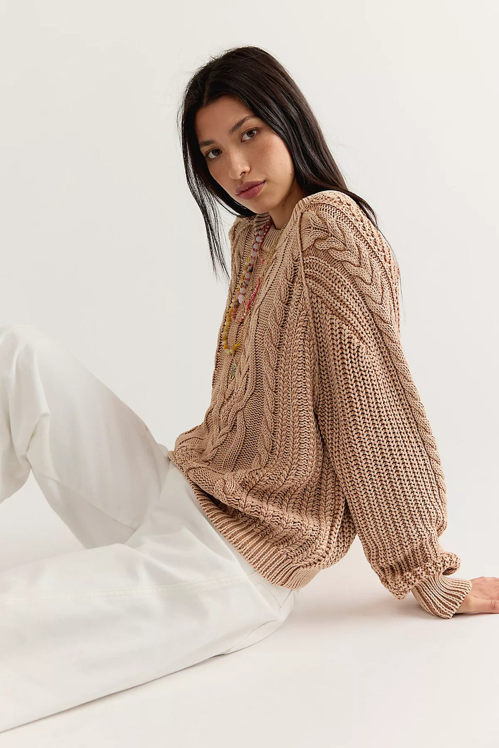 Frankie Cable Knit Cotton Sweater